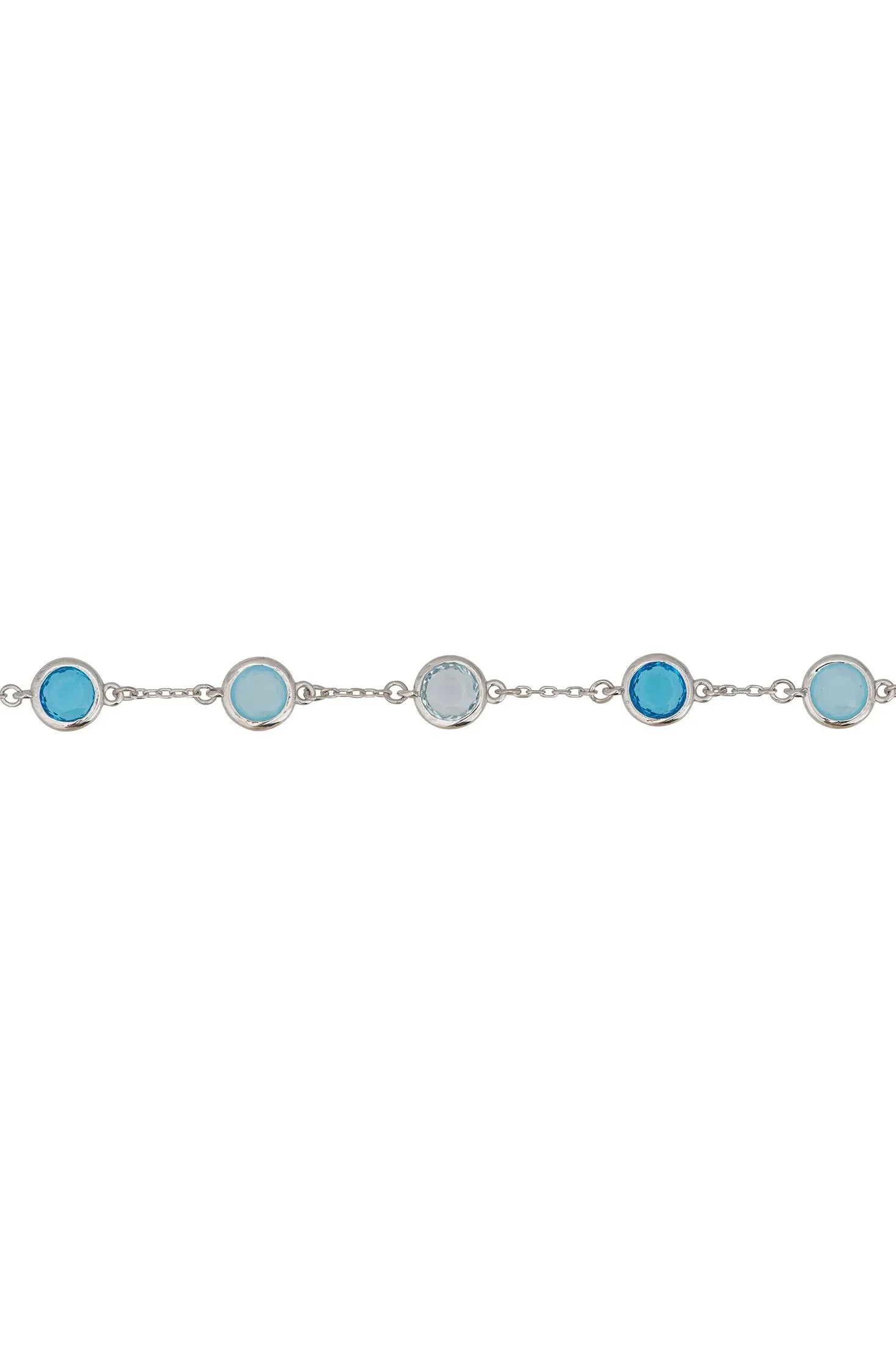 Angled view of Sardinia Bracelet Silver The Blues, showing silver finish and the jewellery profile.