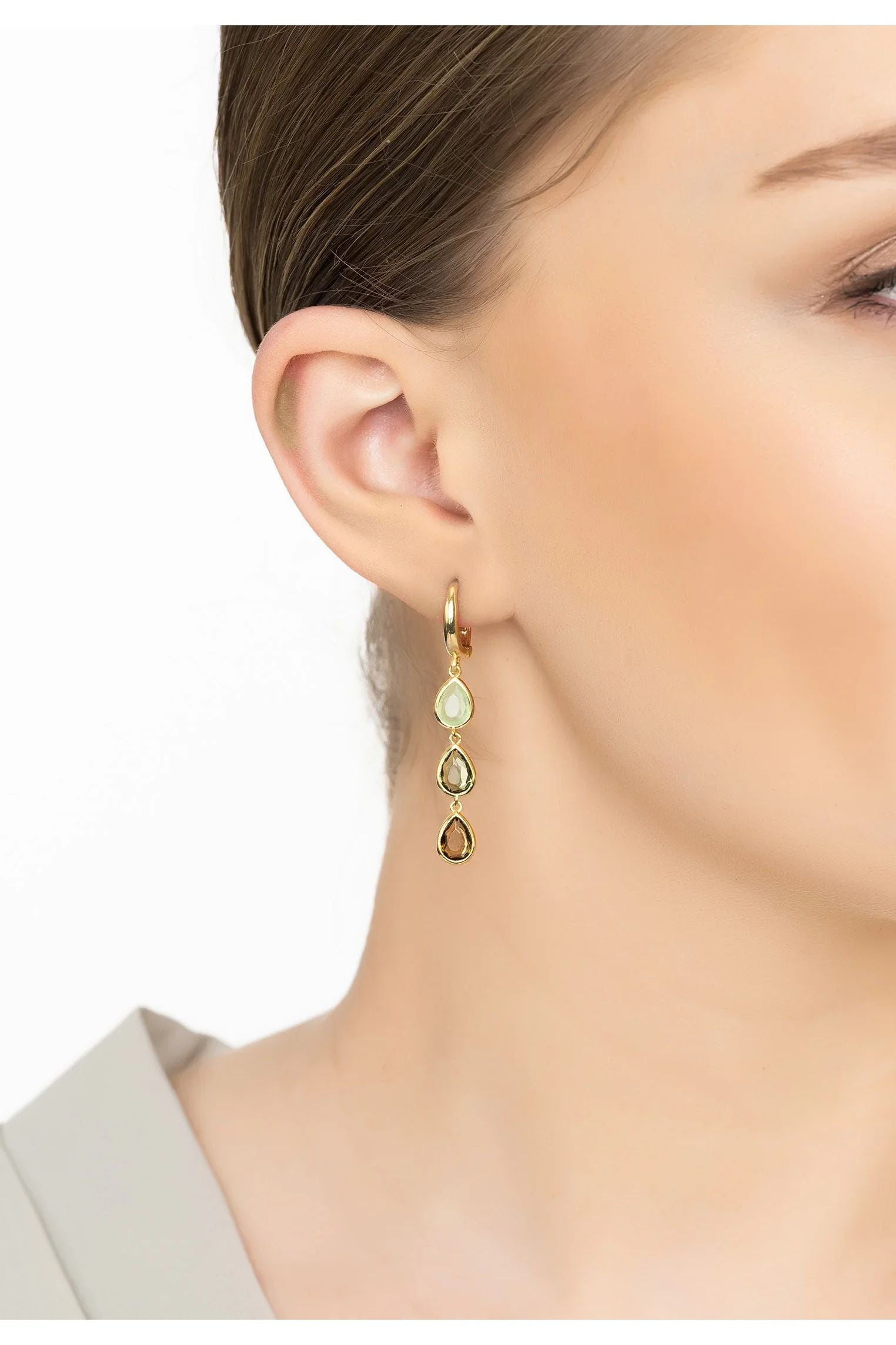 Sardinia Triple Teardrop Earrings Gold The Greens