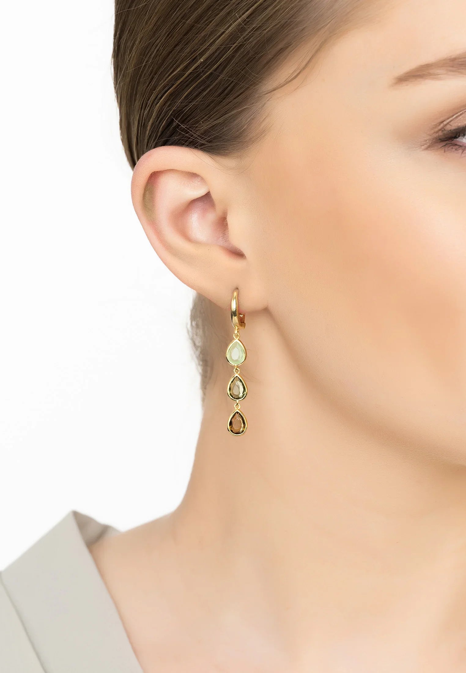 Sardinia Triple Teardrop Earrings Gold The Greens