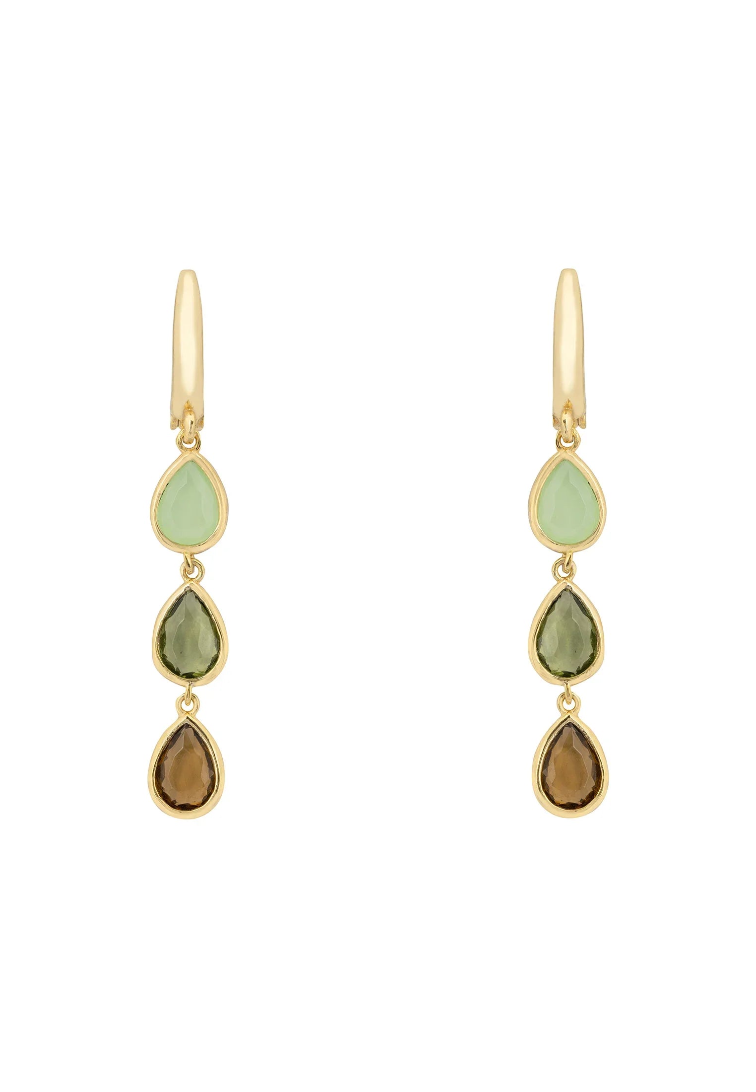 Sardinia Triple Teardrop Earrings Gold The Greens