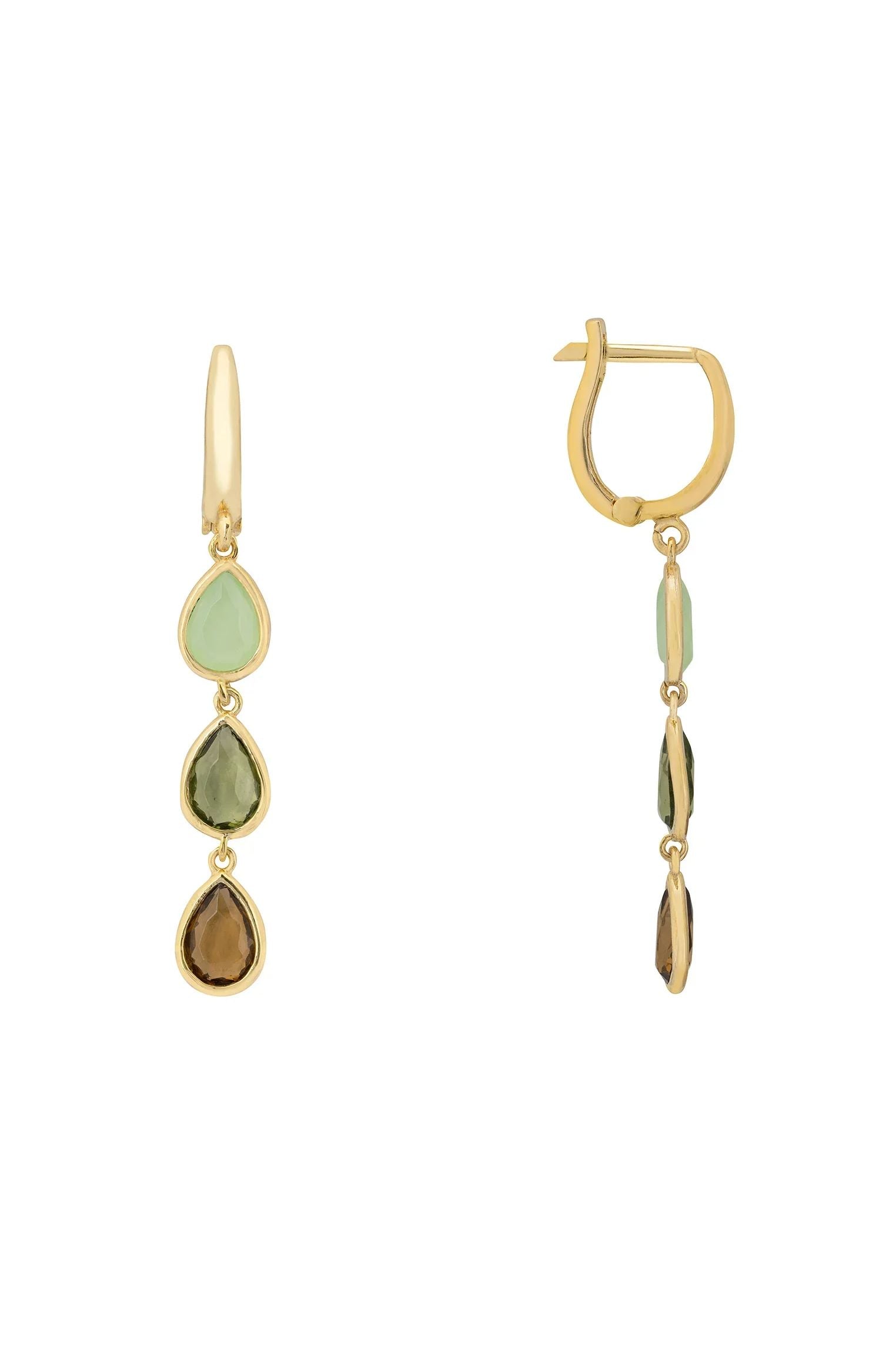 Sardinia Triple Teardrop Earrings Gold The Greens