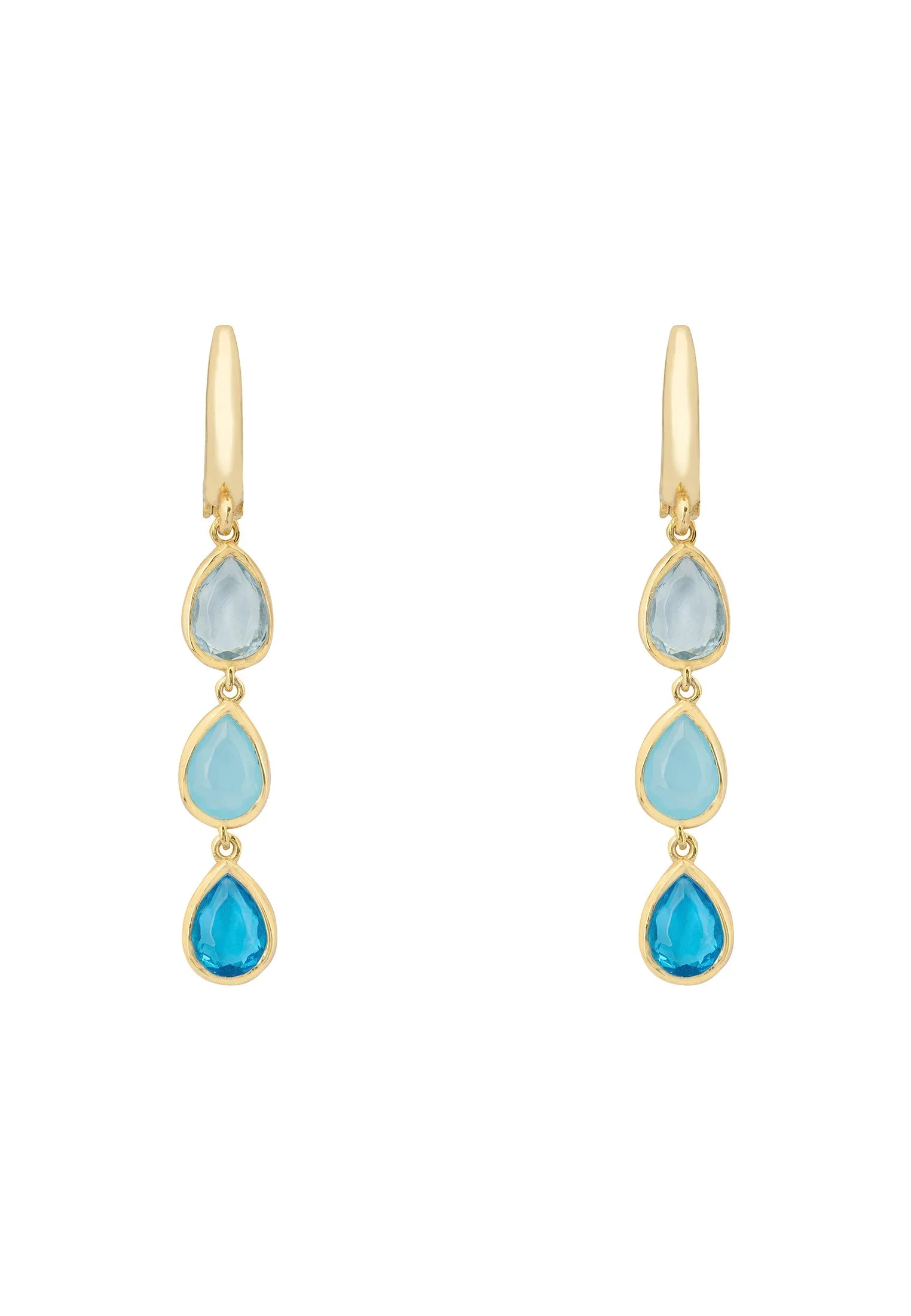 Sardinia Triple Teardrop Earrings Gold The Blues