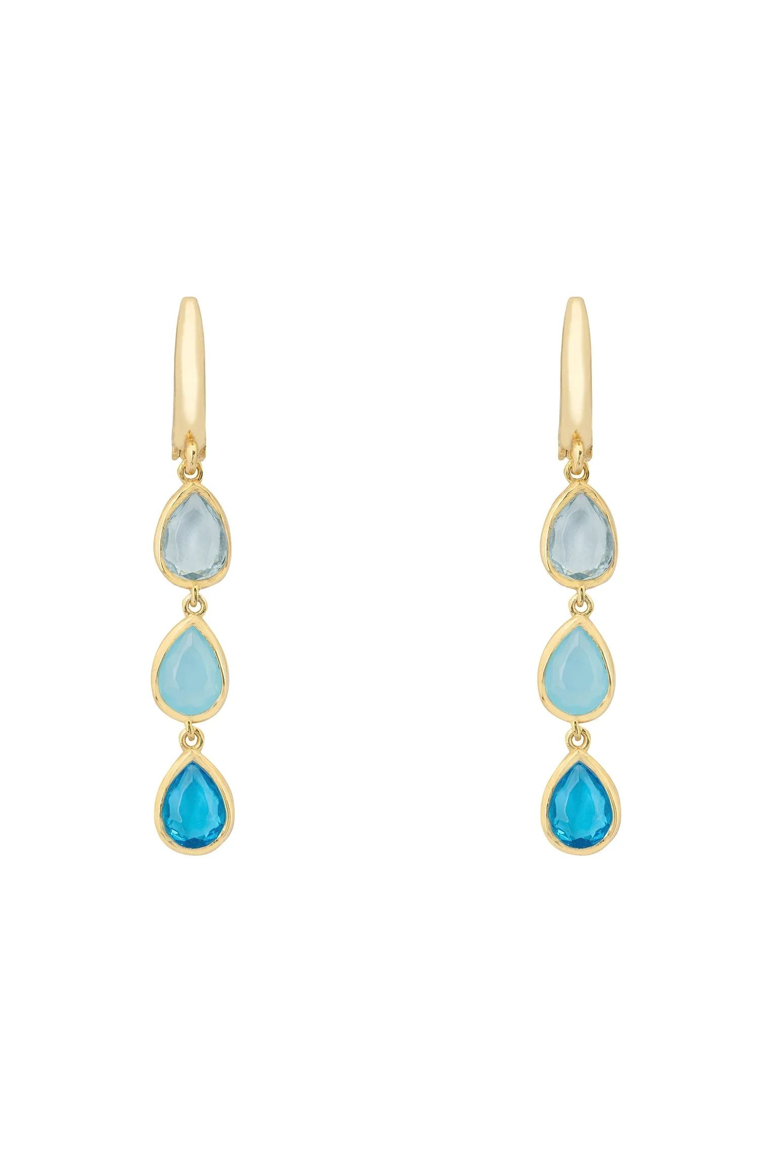Sardinia Triple Teardrop Earrings Gold The Blues