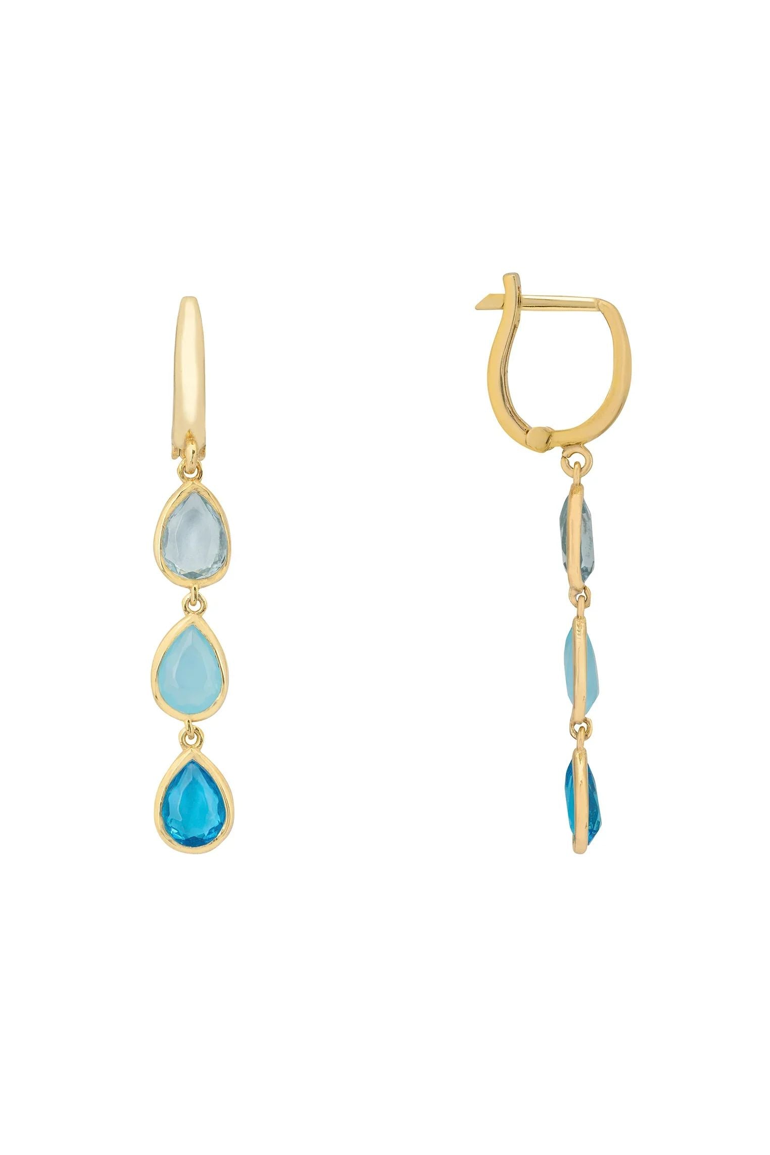 Sardinia Triple Teardrop Earrings Gold The Blues