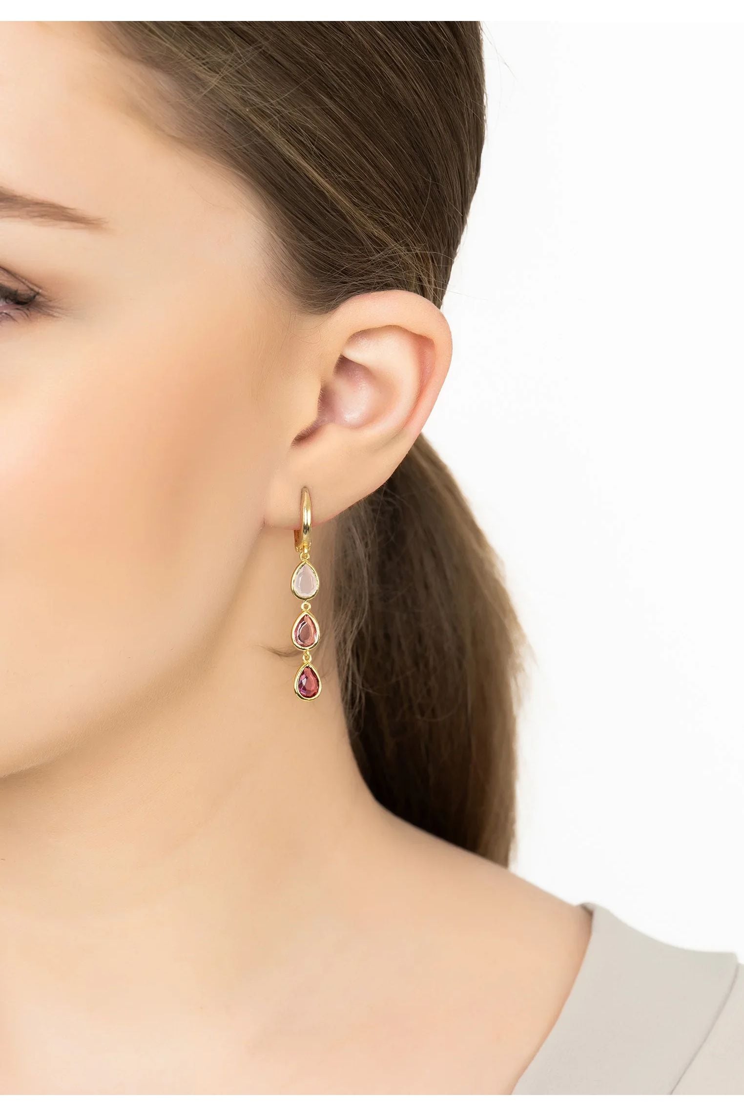 Sardinia Triple Teardrop Earrings Gold The Pinks