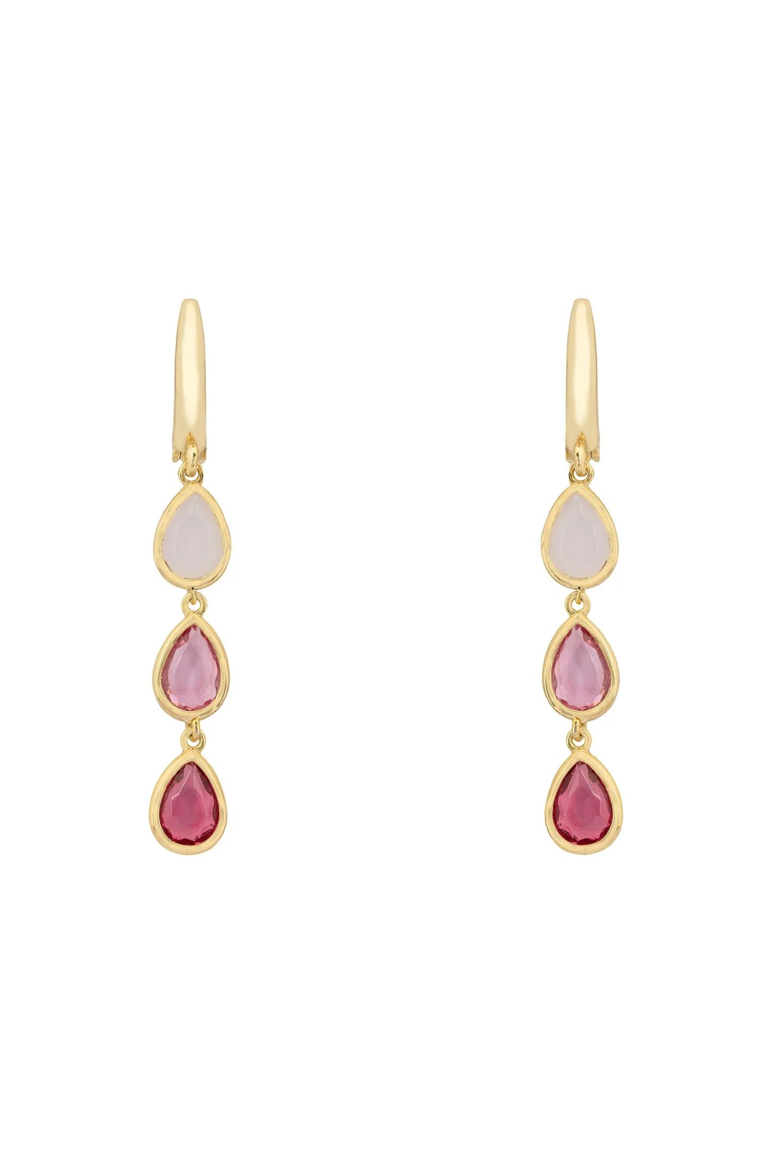 Sardinia Triple Teardrop Earrings Gold The Pinks