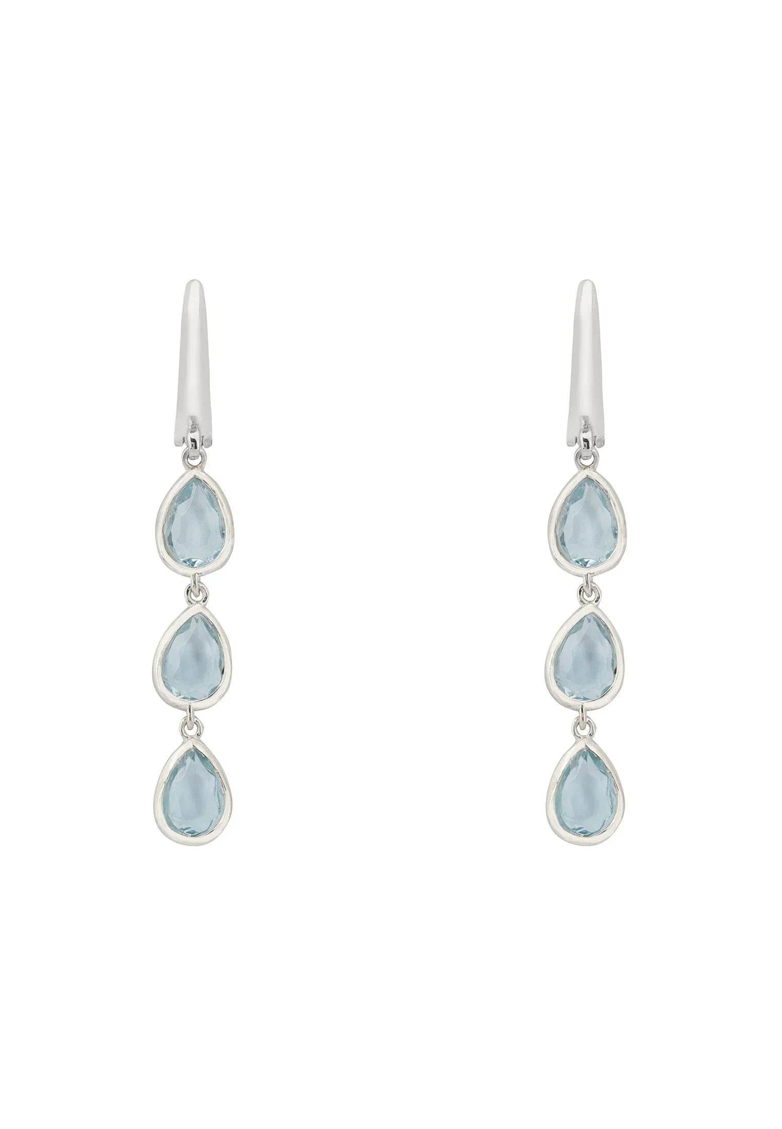 Sardinia Triple Teardrop Earrings Silver Blue Topaz