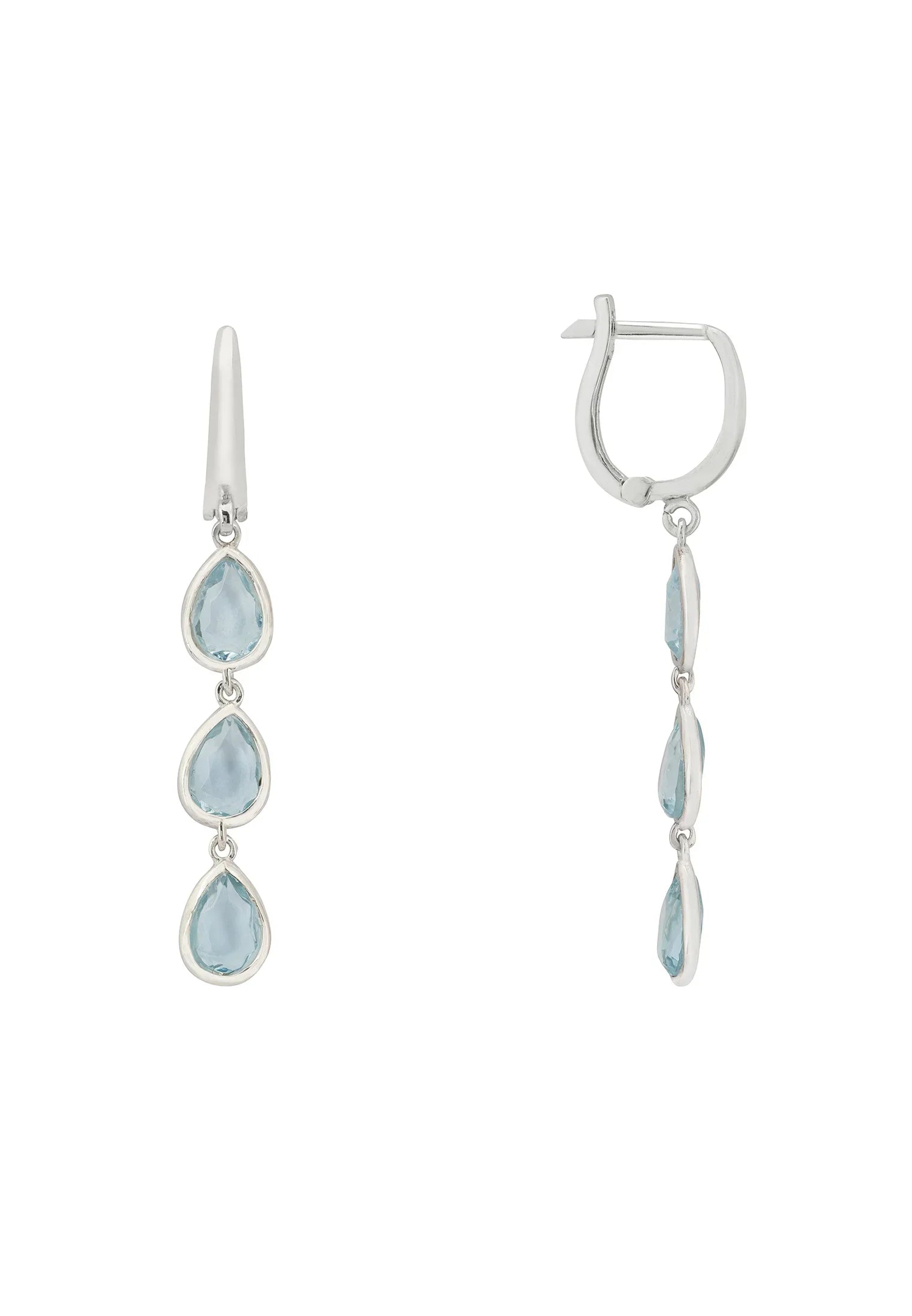 Sardinia Triple Teardrop Earrings Silver Blue Topaz