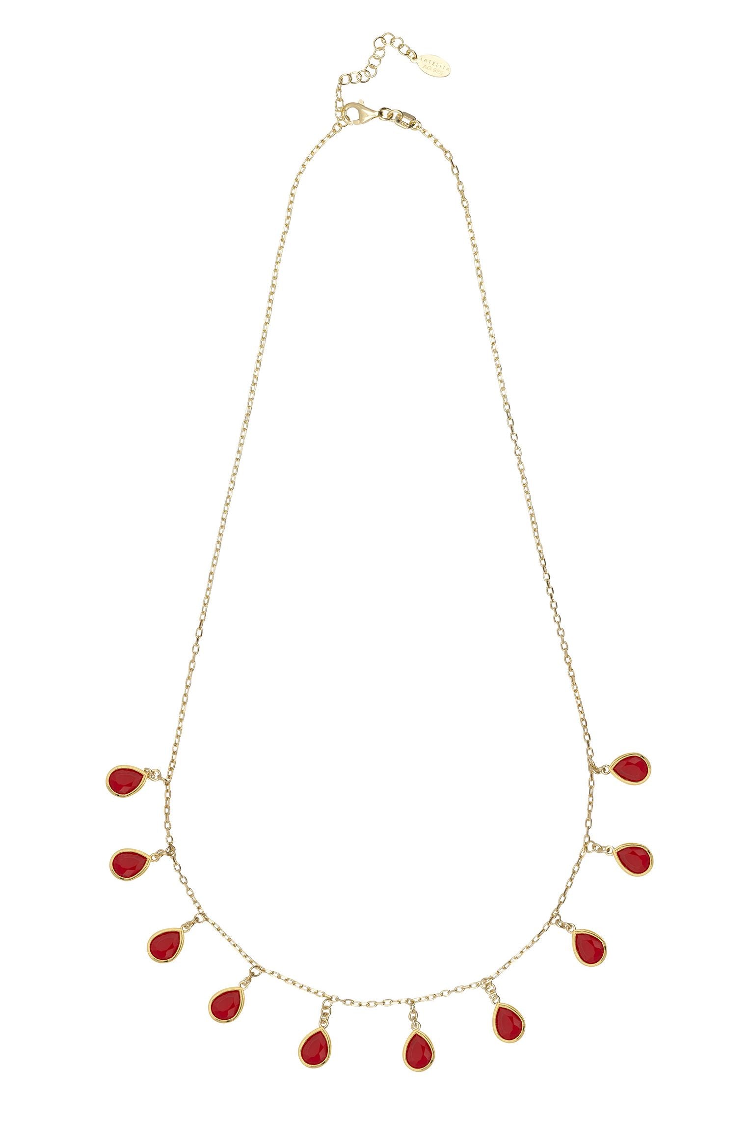 Florence Teardrop Gemstone Necklace Gold Garnet