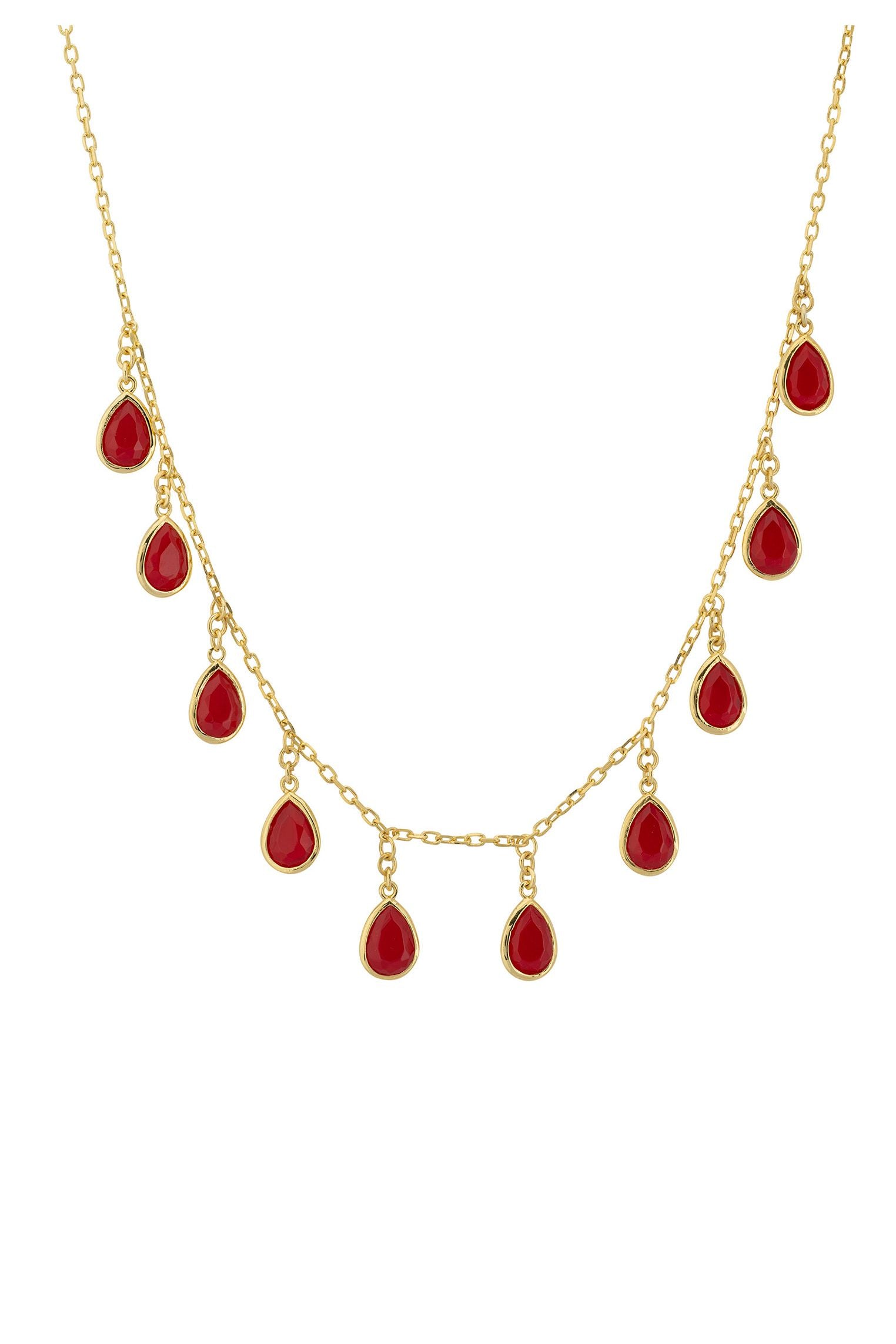 Florence Teardrop Gemstone Necklace Gold Garnet