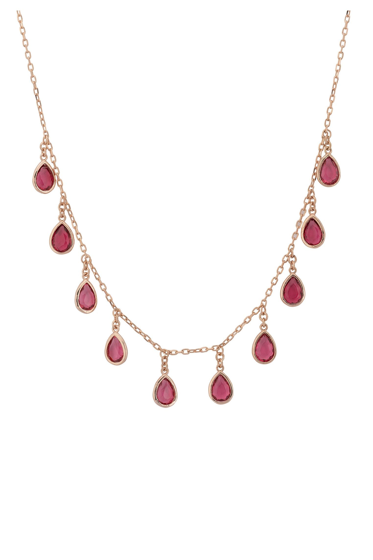 Florence Teardrop Gemstone Necklace Rosegold Pink Tourmaline