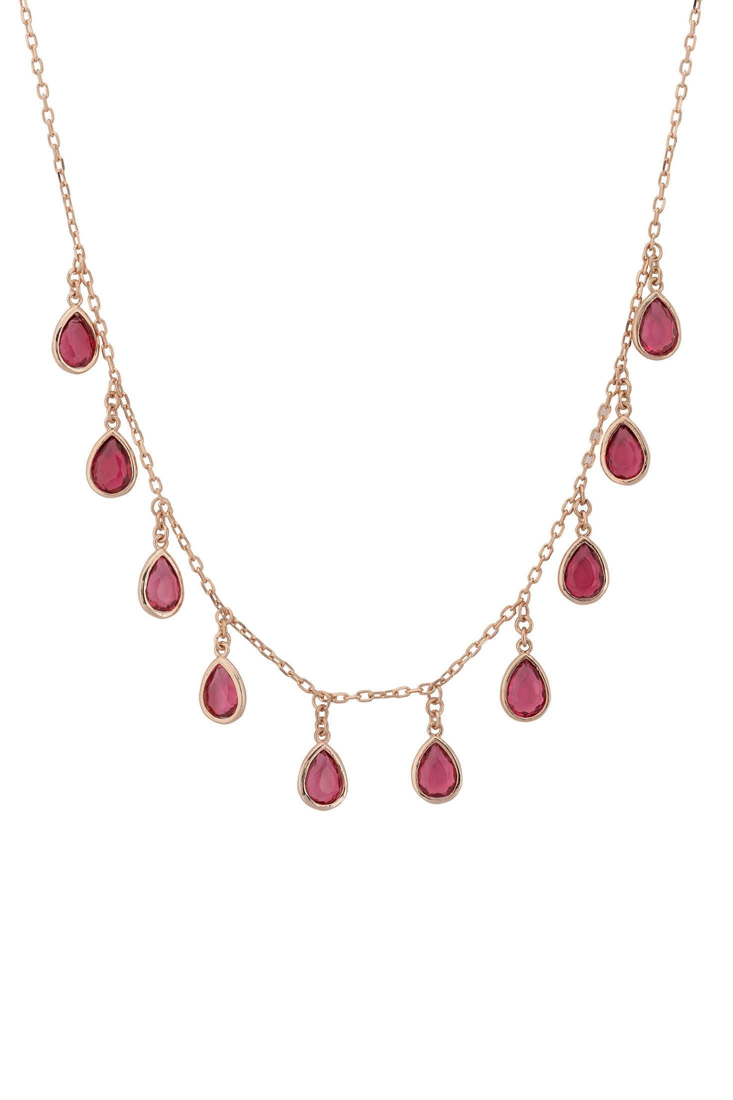 Florence Teardrop Gemstone Necklace Rosegold Pink Tourmaline
