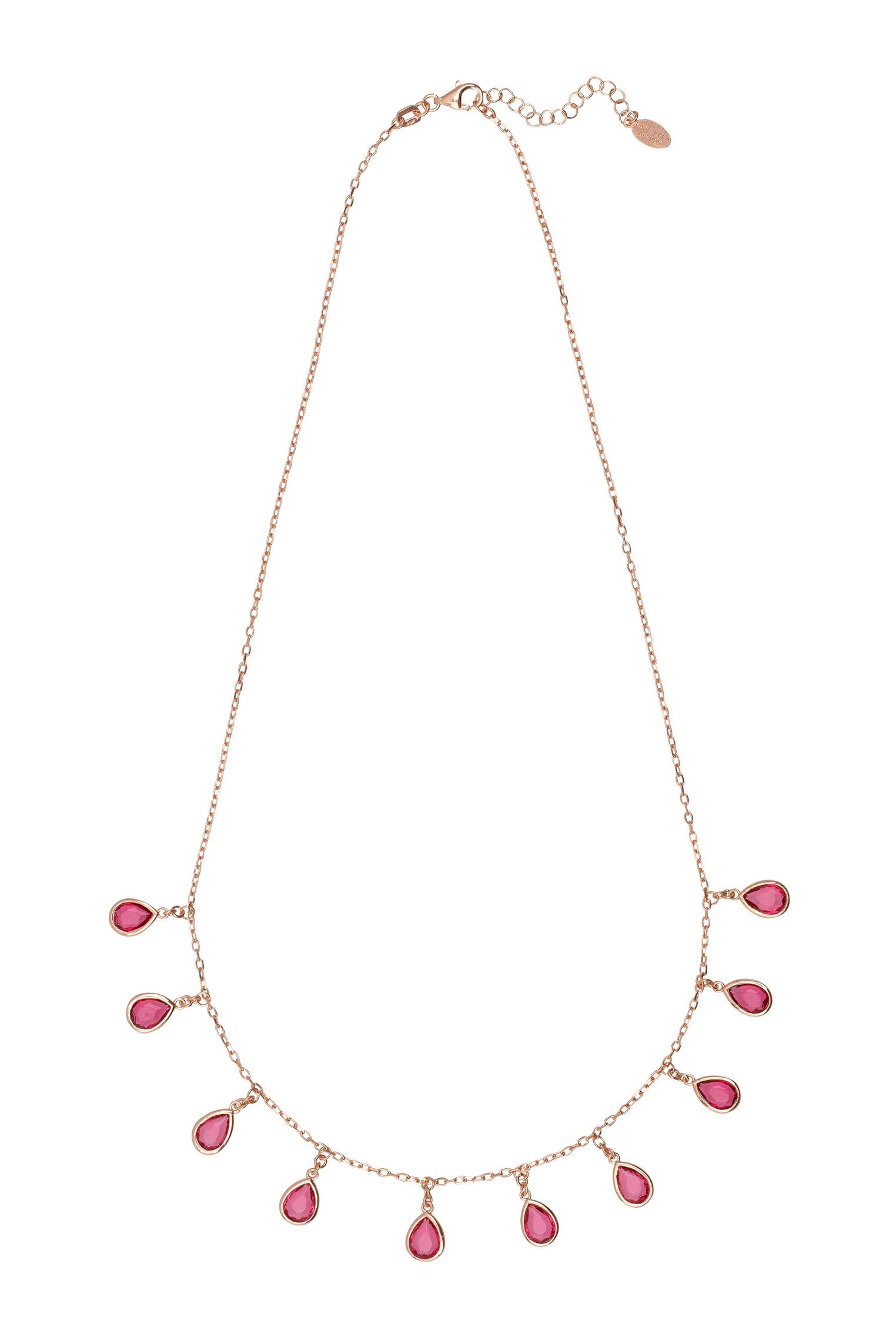 Florence Teardrop Gemstone Necklace Rosegold Pink Tourmaline