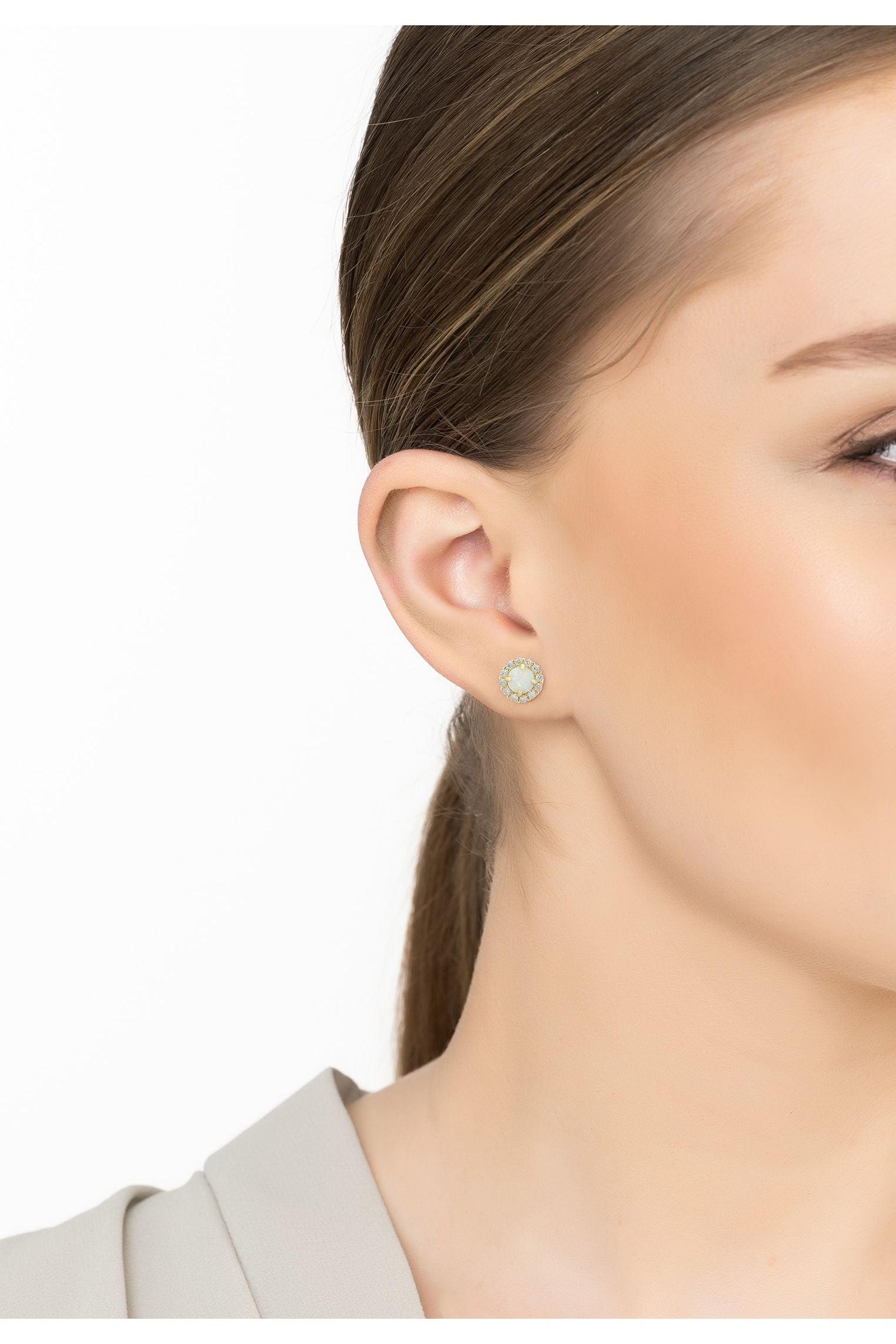 Kronen-Opal-Ohrstecker Gold