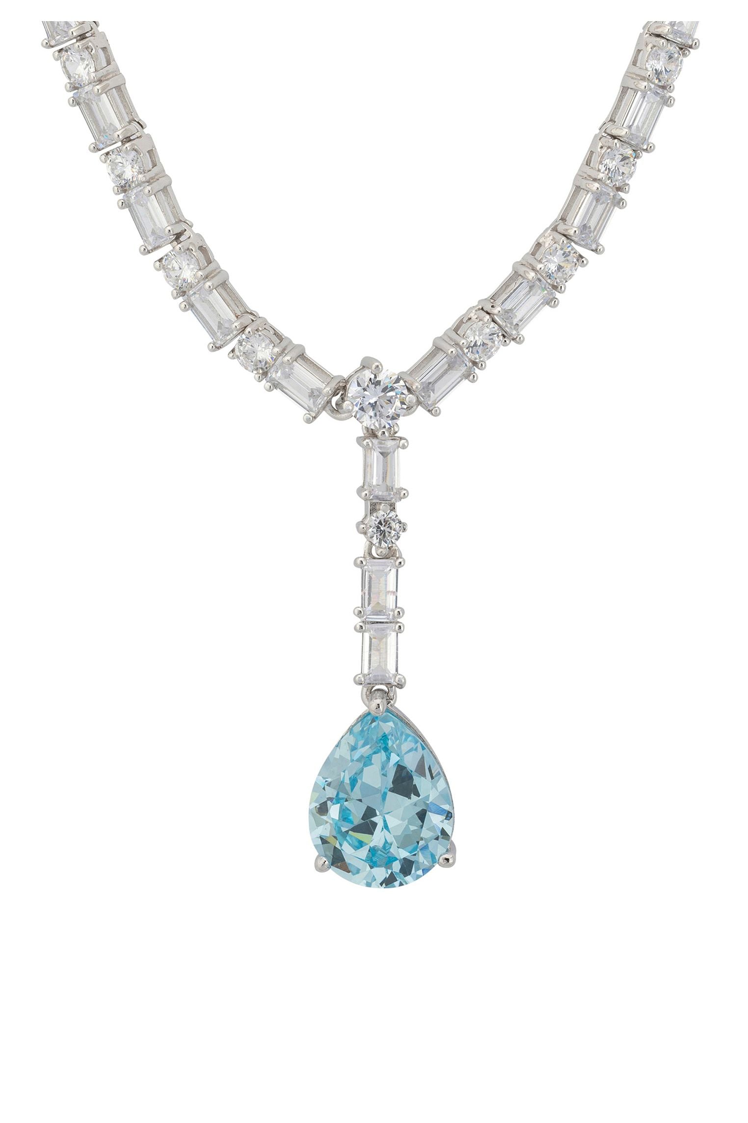 Collar llamativo Claudette con topacio azul plateado