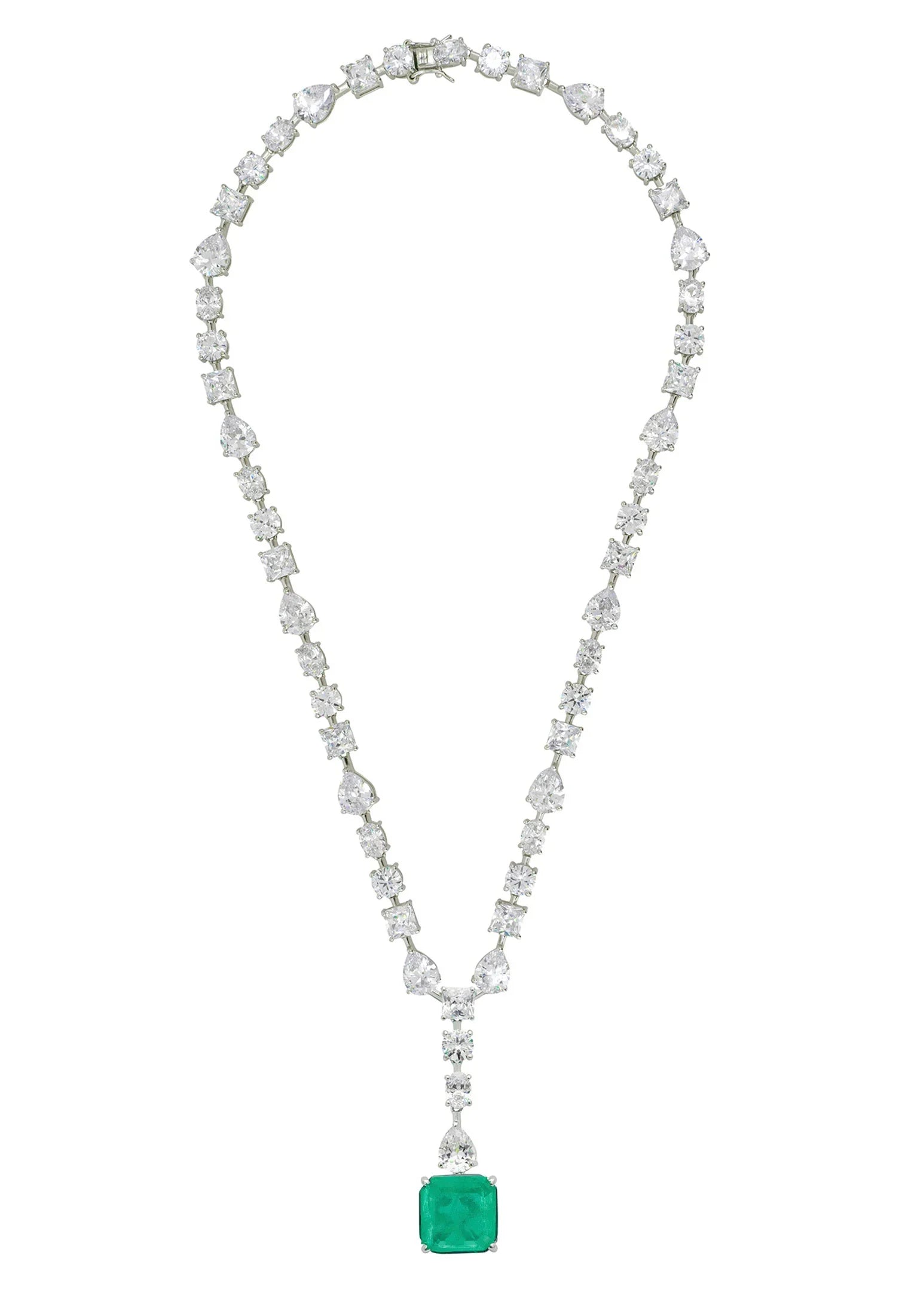 Square emerald centerpiece diamond necklace.