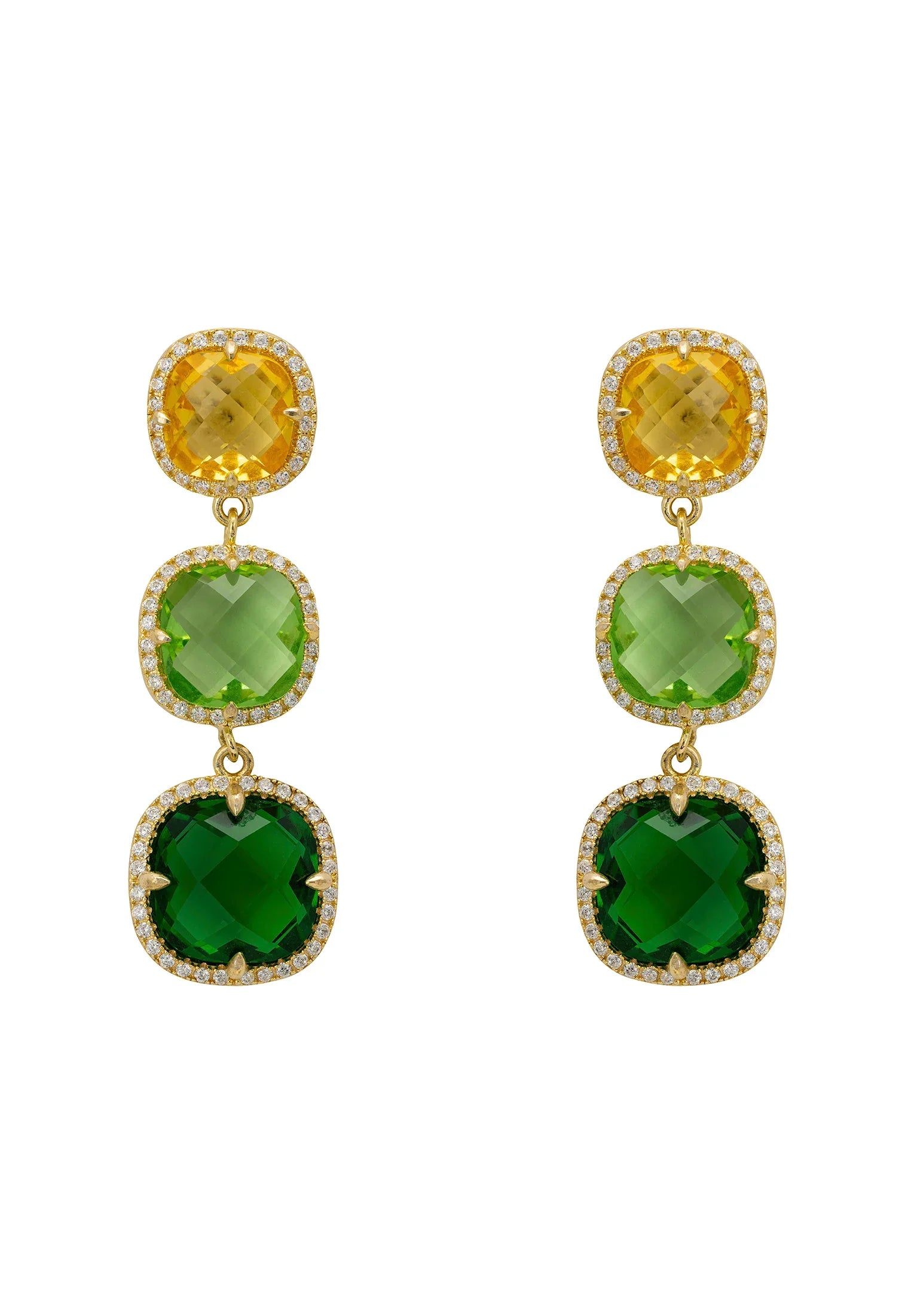 Pendientes Knightsbridge Oro Verde Cítrico