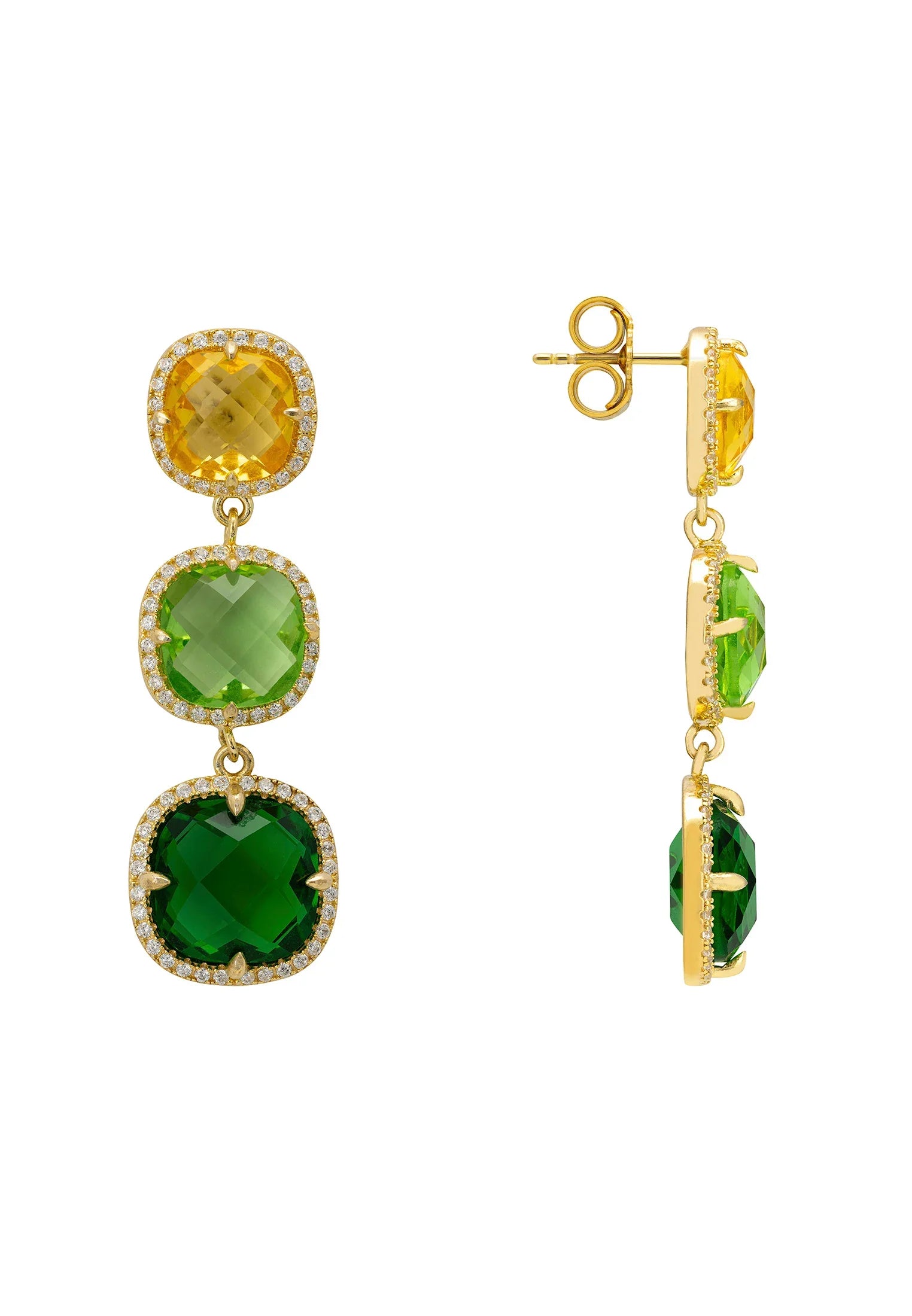 Pendientes Knightsbridge Oro Verde Cítrico