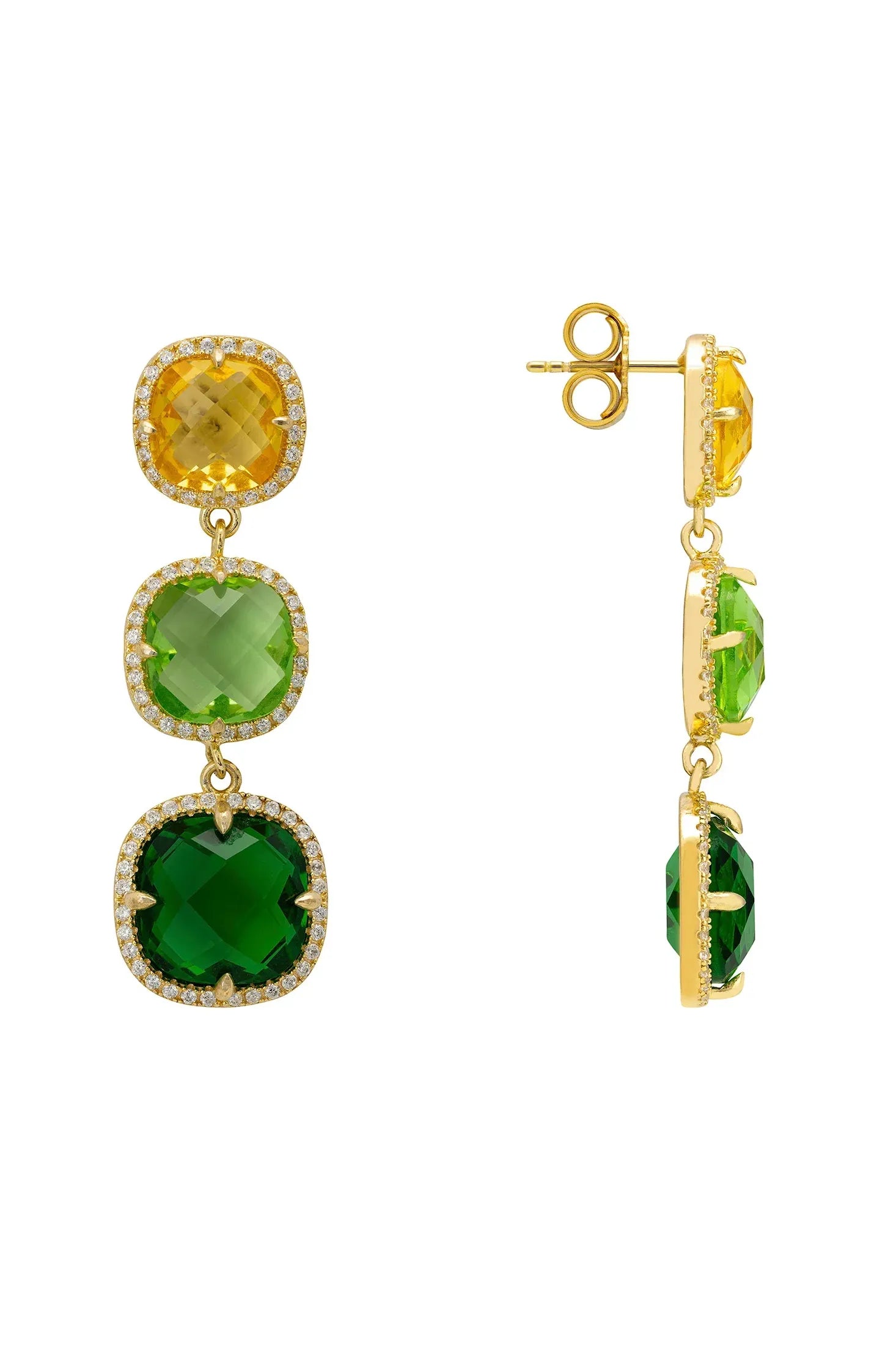 Knightsbridge Earrings Gold Green Citrus