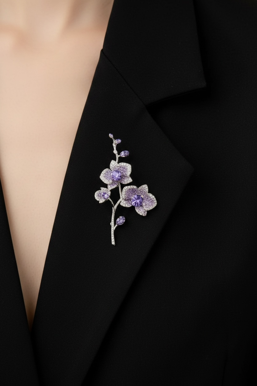 Orchideenbrosche Lila Blume