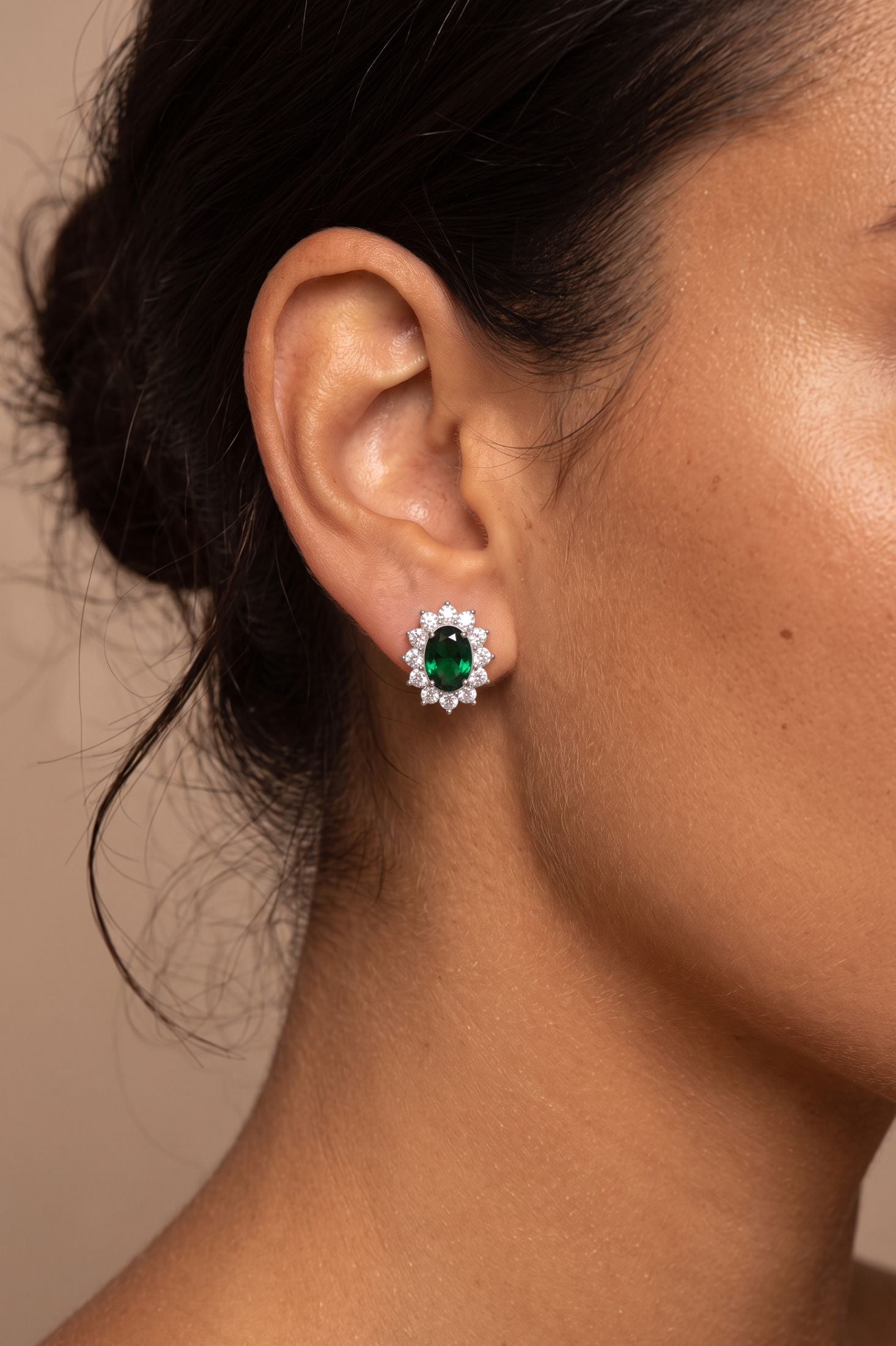 Catherine Gemstone Stud Earrings Sapphire Silver