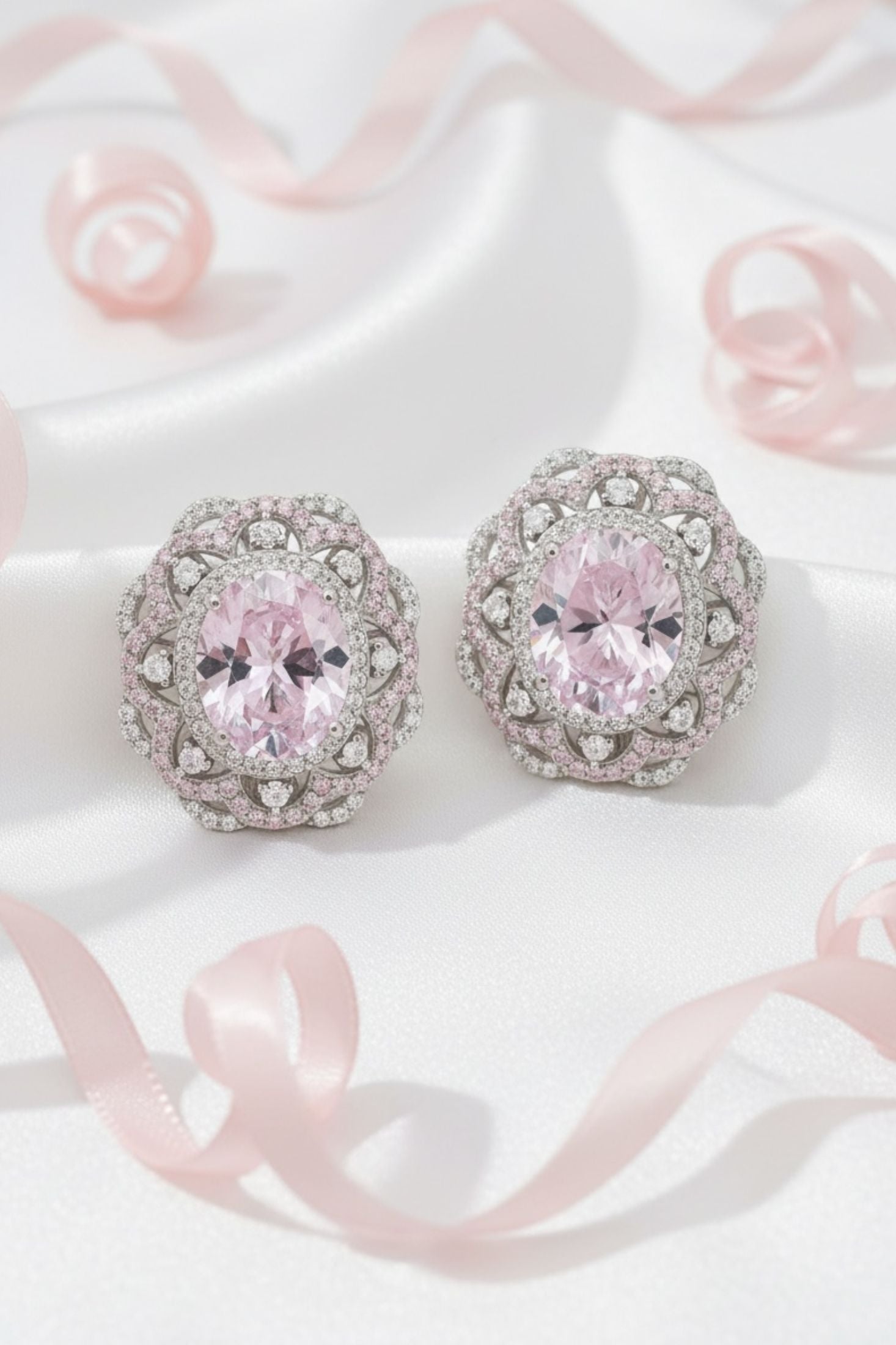 Palais Stud Earrings Morganite Silver