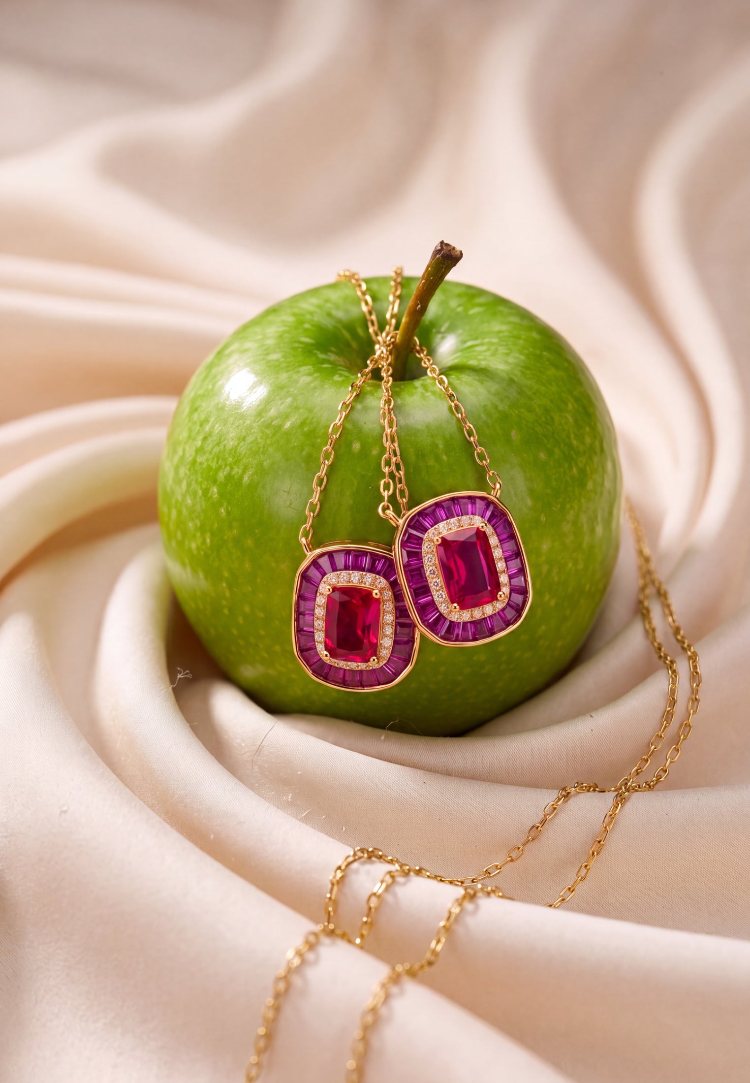 Great Gatsby Collier pendentif Rubis Doré