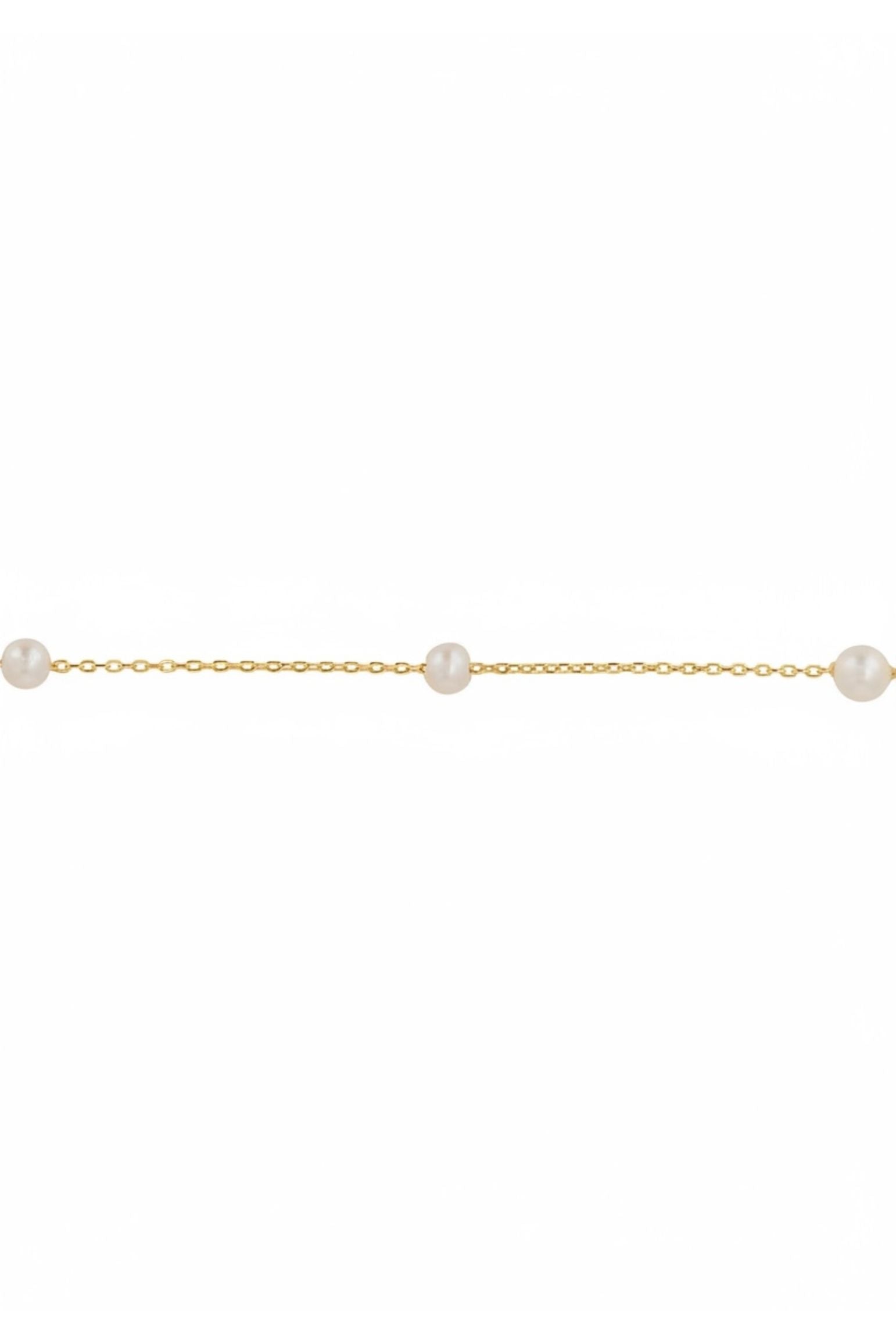 Solid 14k Gold Natural Spaced Pearl Bracelet
