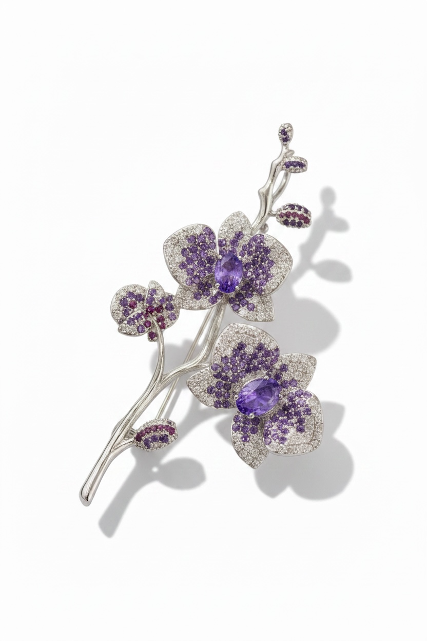 Orchideenbrosche Lila Blume