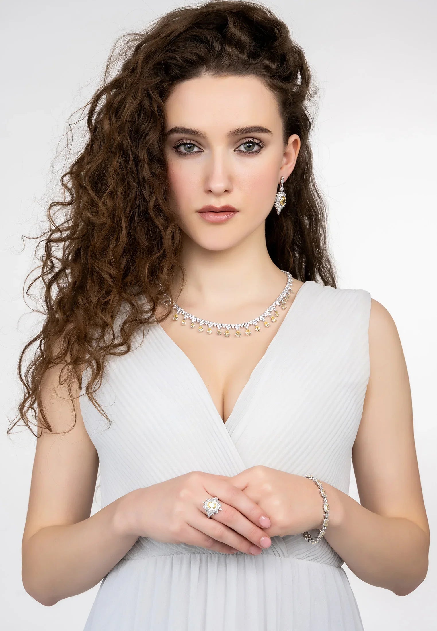 Pulsera Elena Piedras Limón Topacio Plata