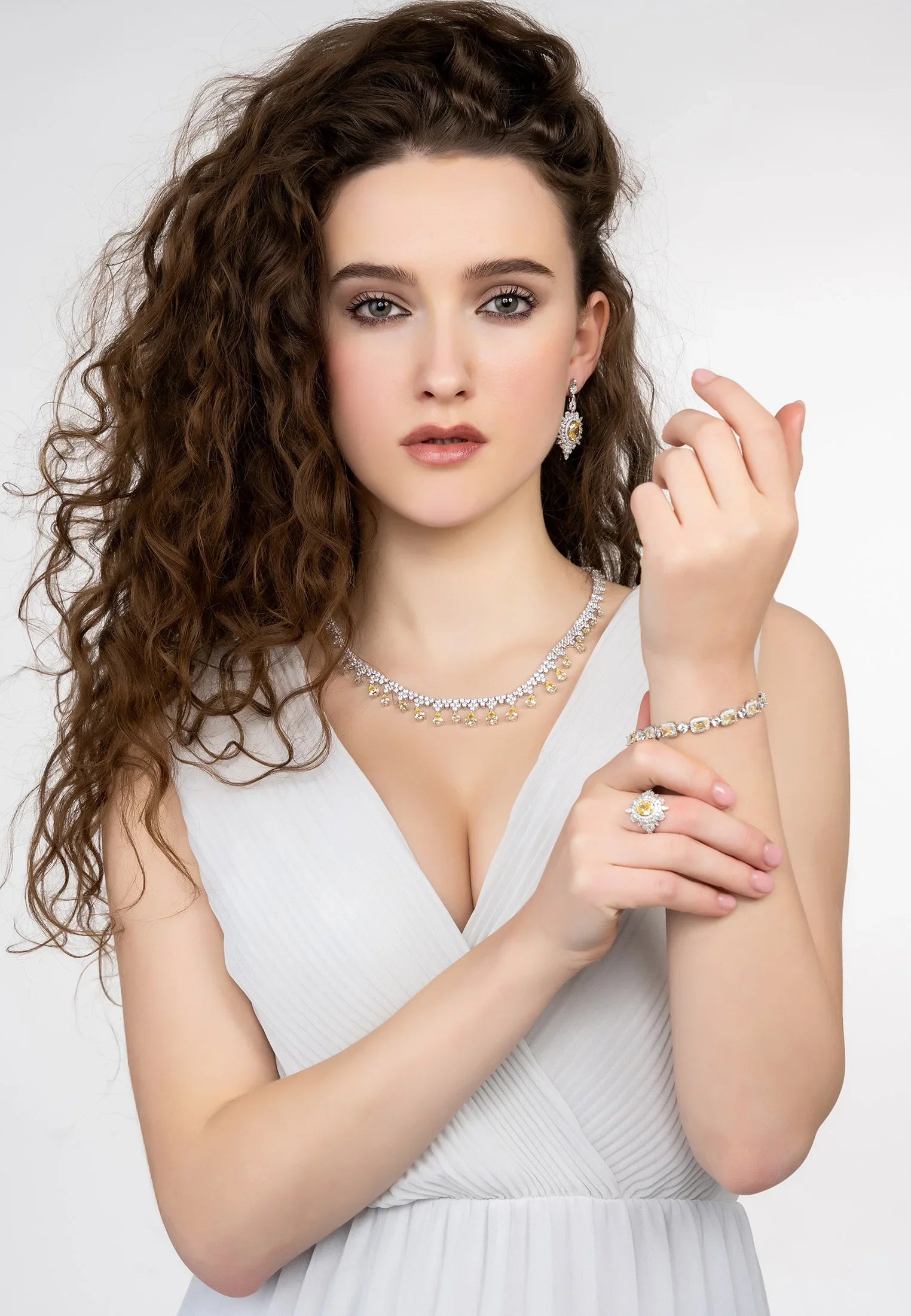 Pulsera Elena Piedras Limón Topacio Plata