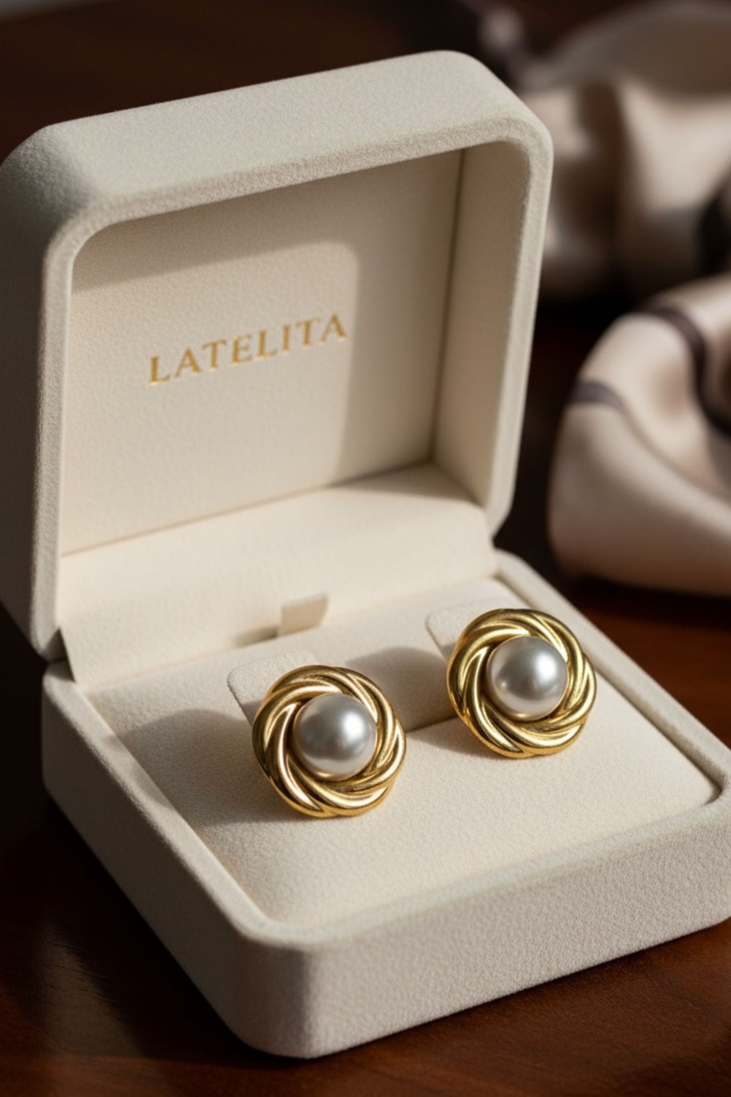Still life styling of the earrings.