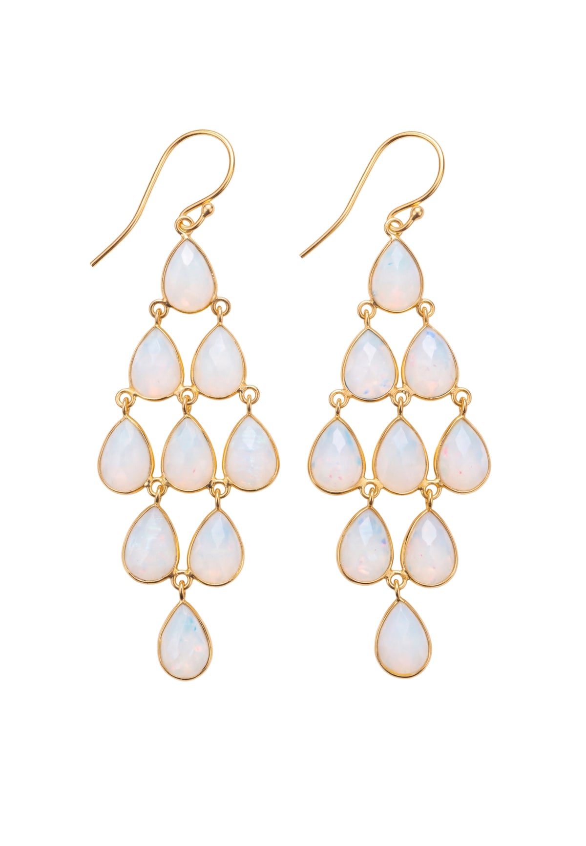 Erviola Gemstone Cascade Earrings Gold Opal