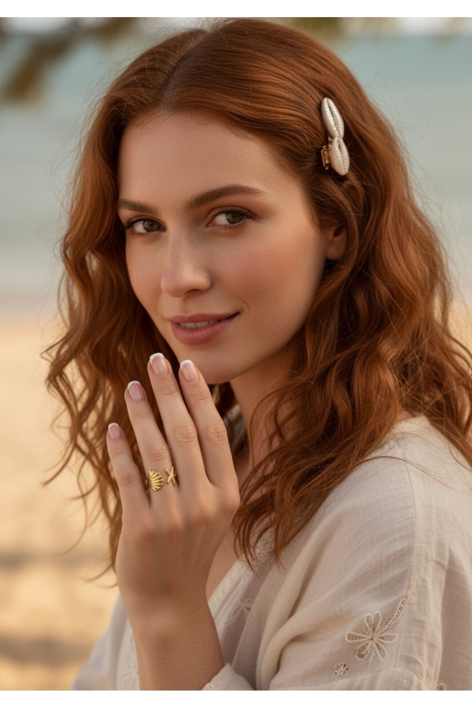 Scallop Shell And Starfish Cocktail Ring Gold