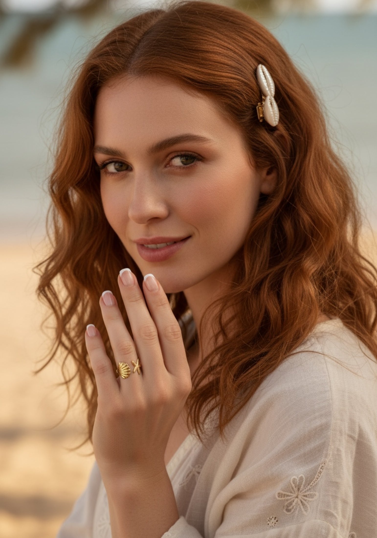 Scallop Shell And Starfish Cocktail Ring Gold