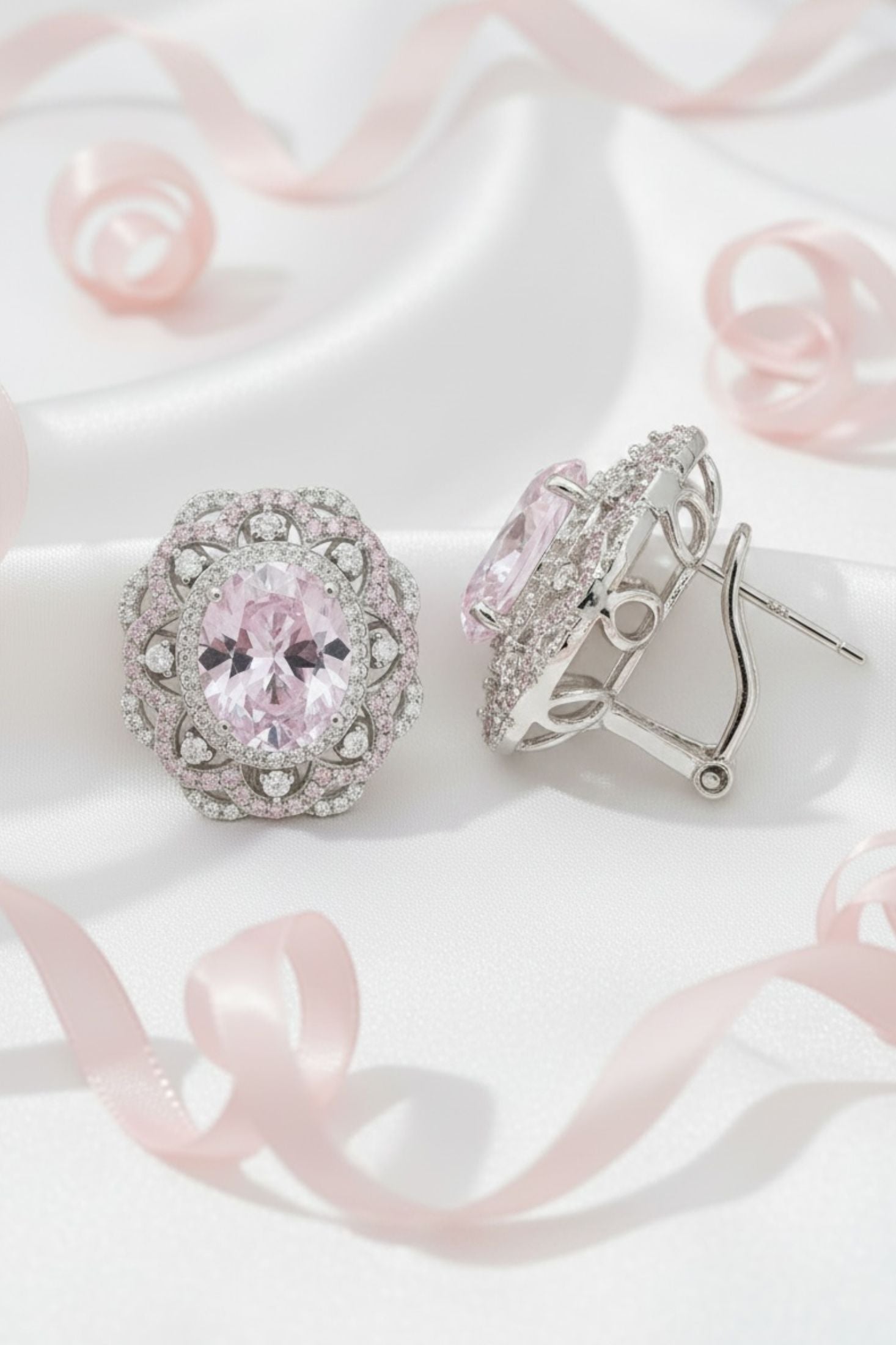 Palais Stud Earrings Morganite Silver