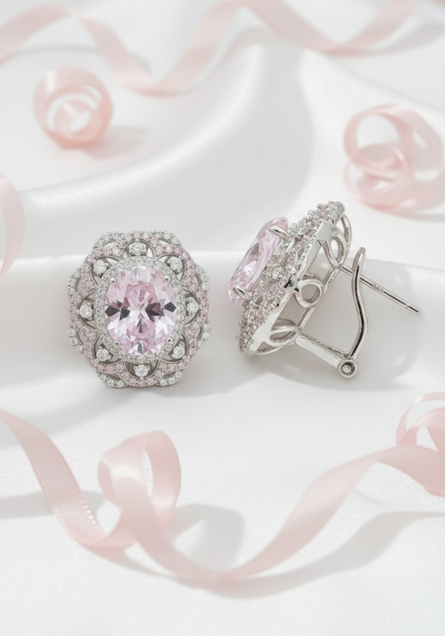 Palais Stud Earrings Morganite Silver