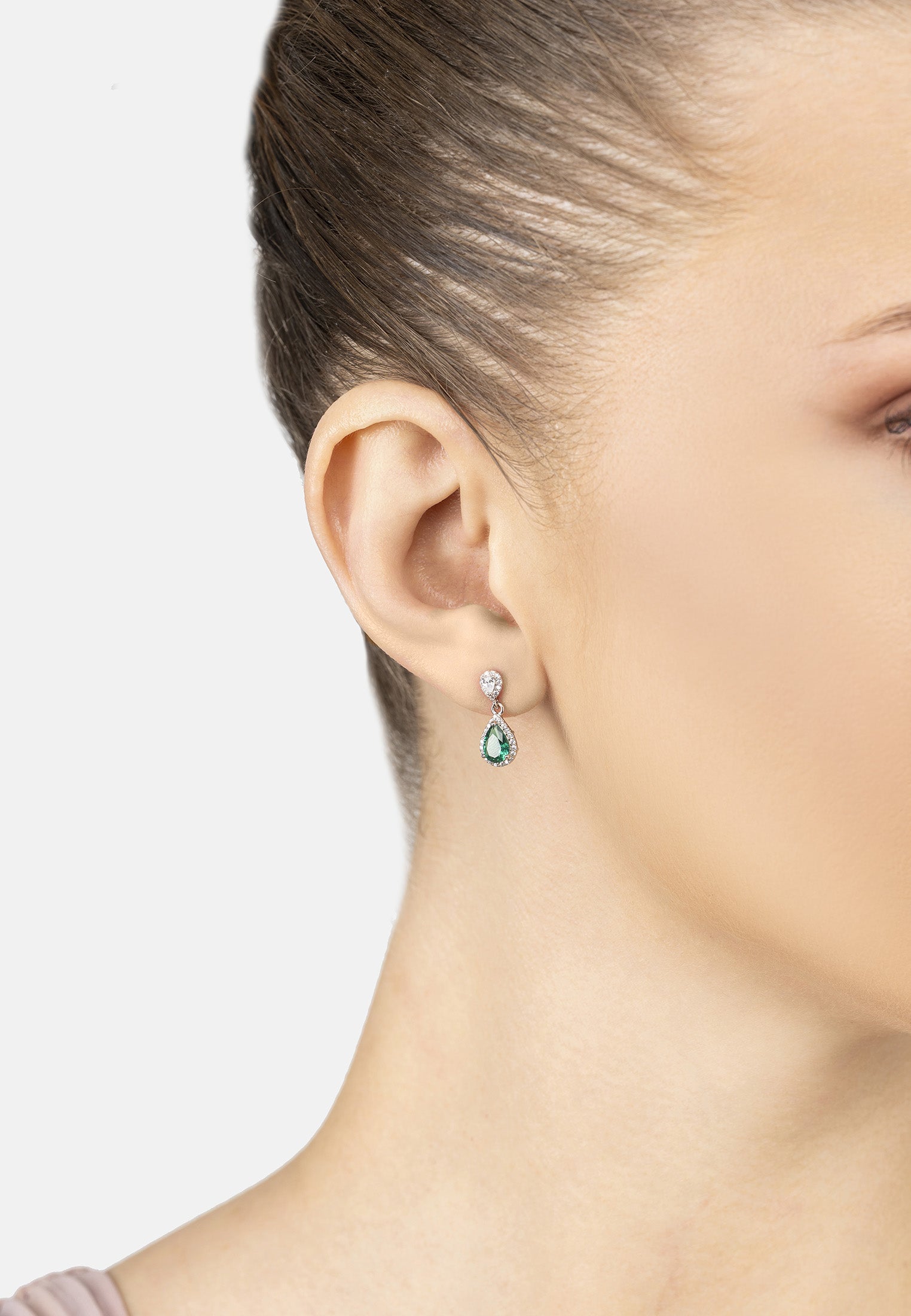 Phillippa Drop Earrings Emerald Silver