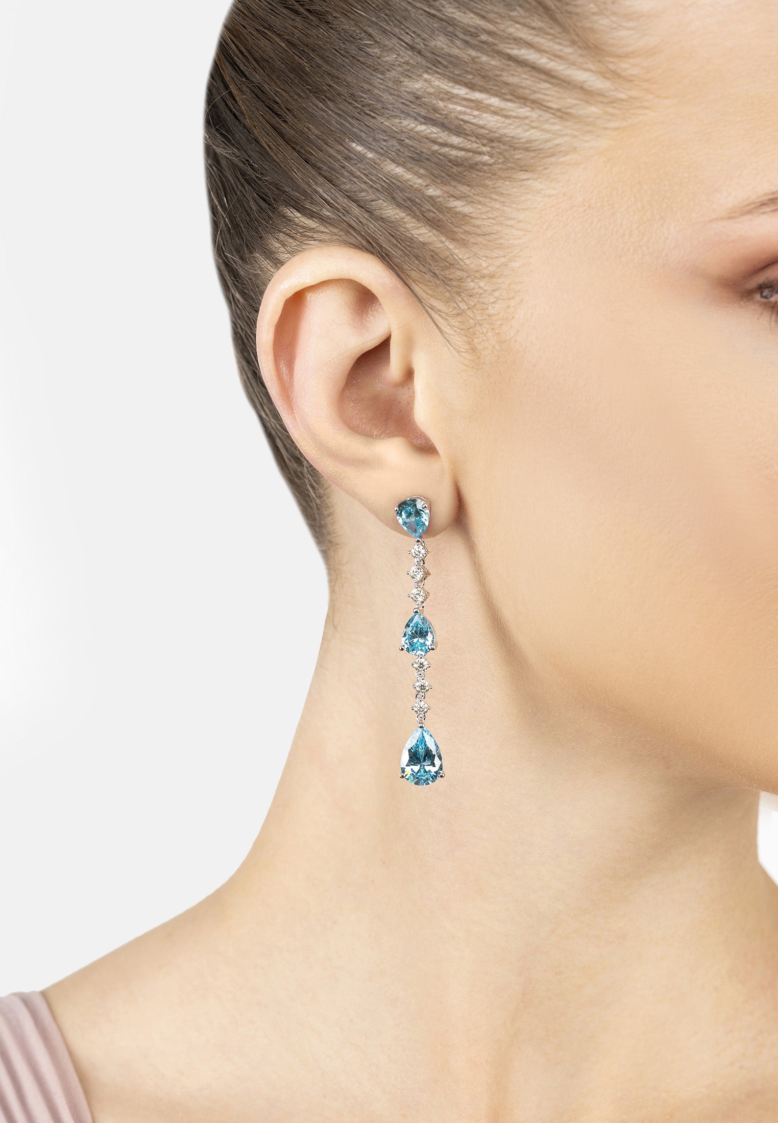 Elizabeth Drop Earrings Blue Topaz Silver