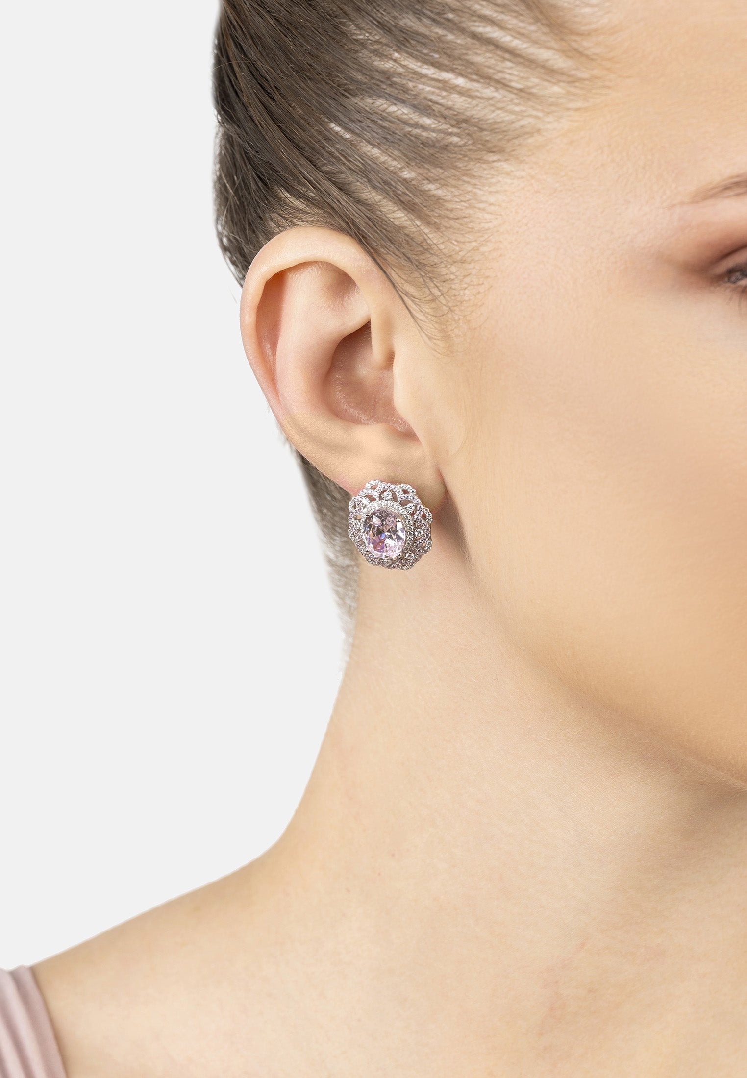Palais Stud Earrings Morganite Silver