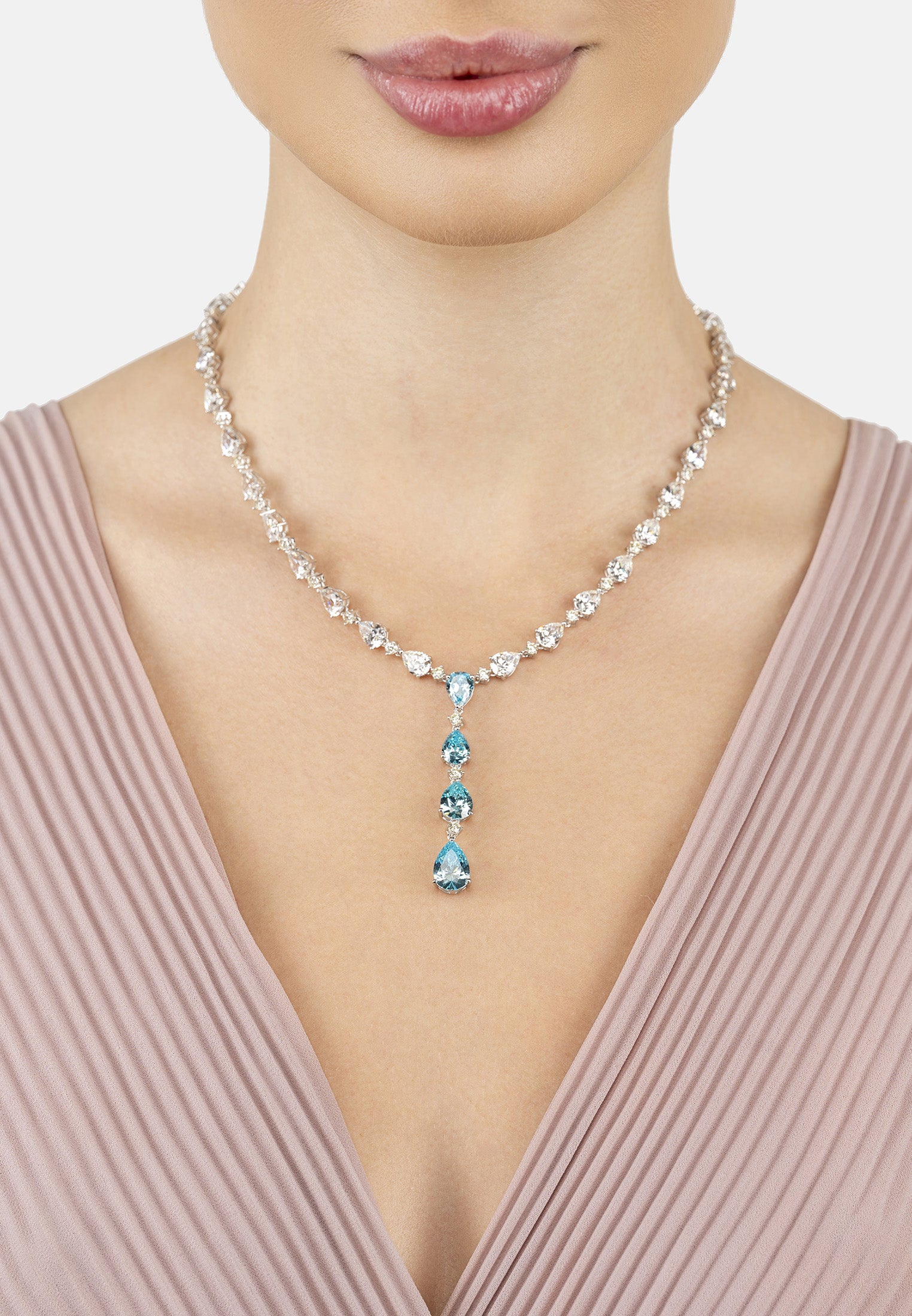 Elizabeth Statement Necklace Blue Topaz Silver