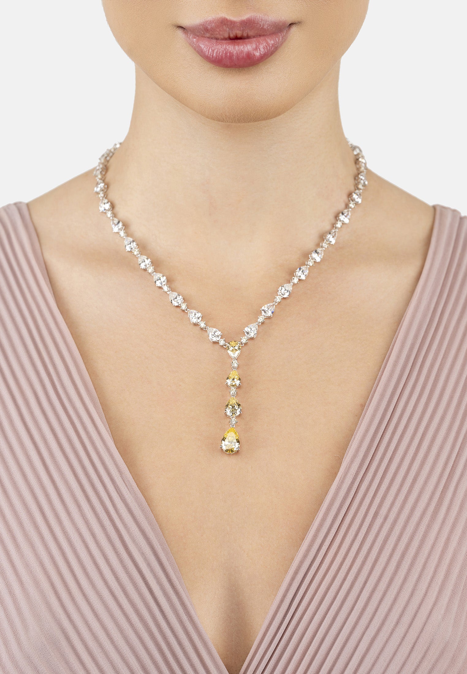Elizabeth Statement Necklace Yellow Topaz Silver
