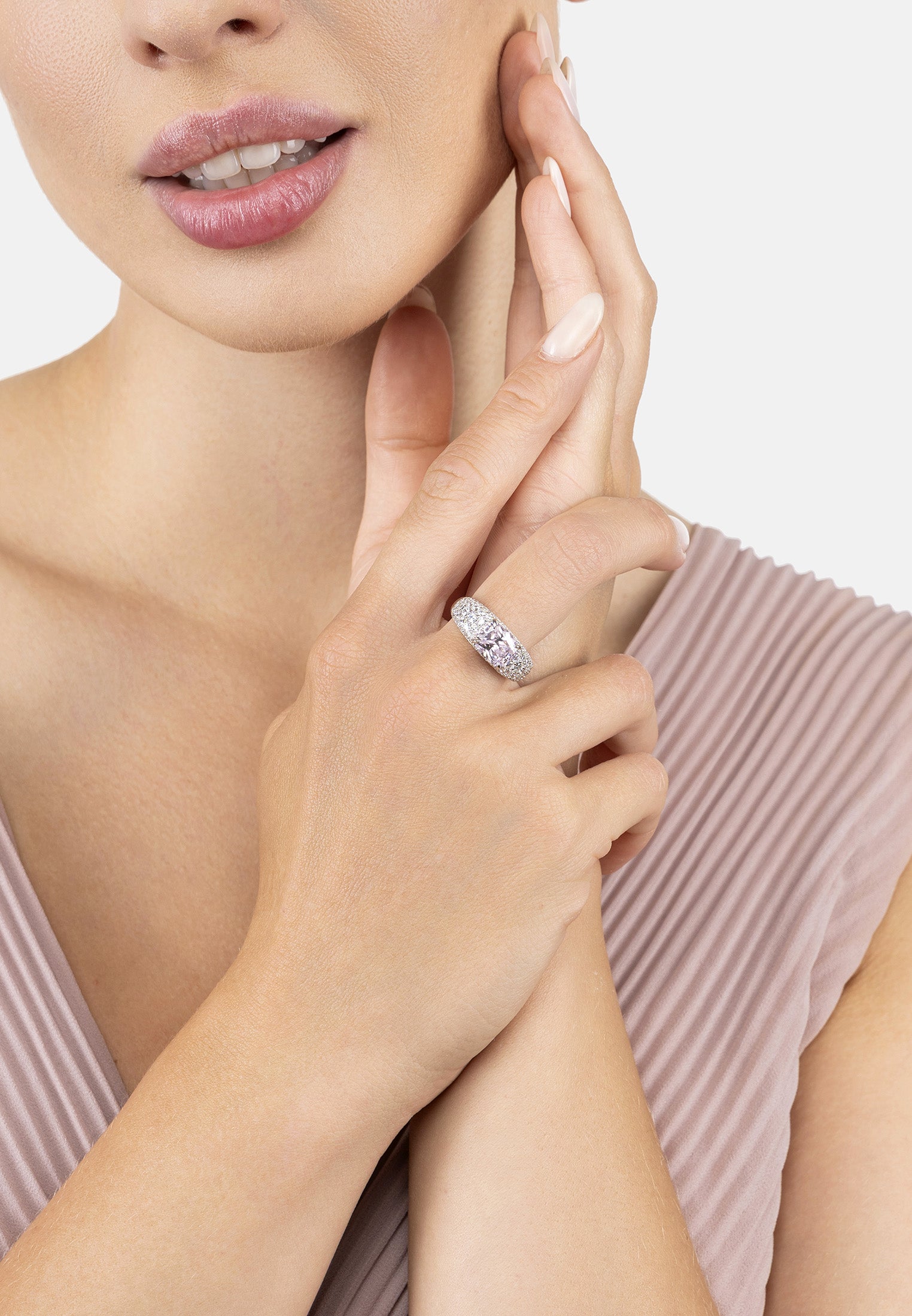 Rosalie Cocktail Ring Morganite Silver