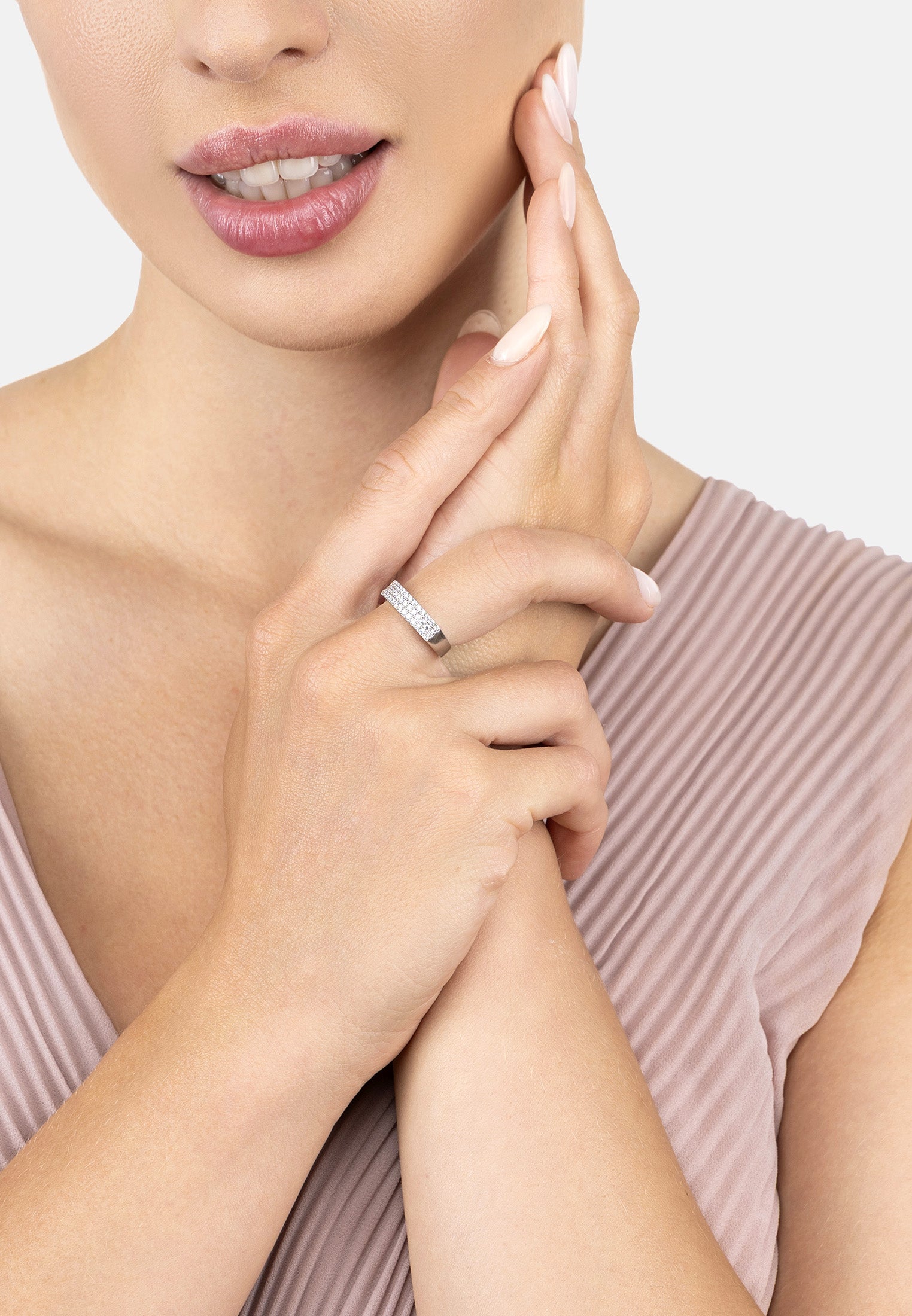 Charleston Art Deco Cocktail Ring Silver
