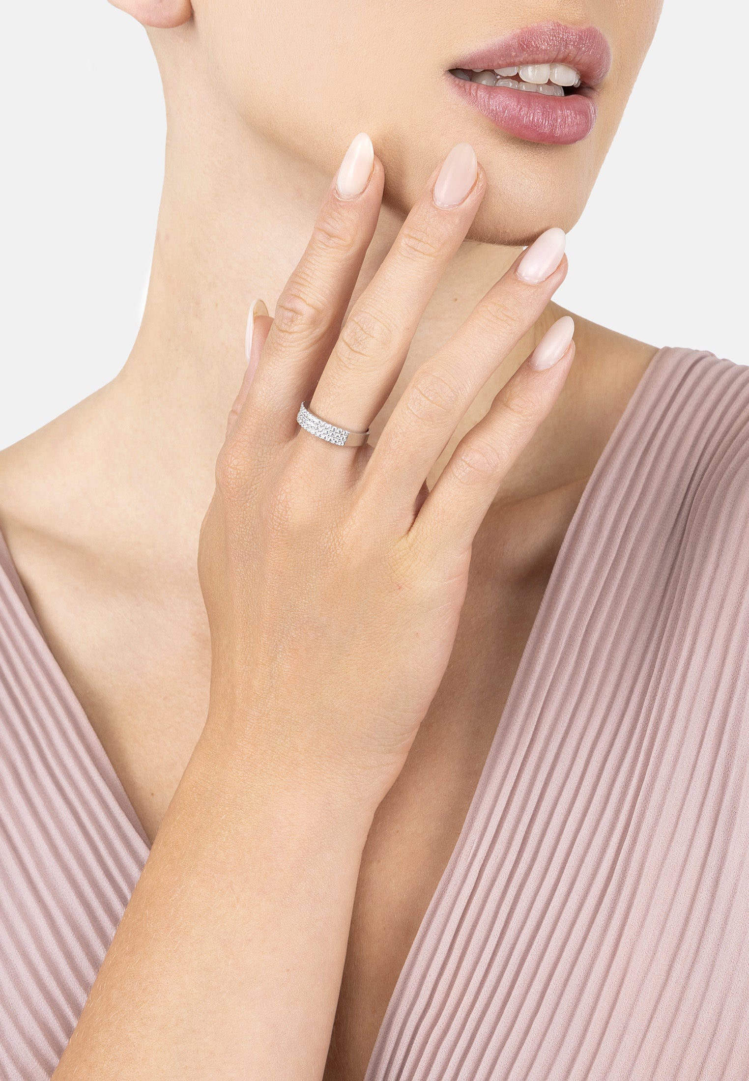 Charleston Art Deco Cocktail Ring Silver