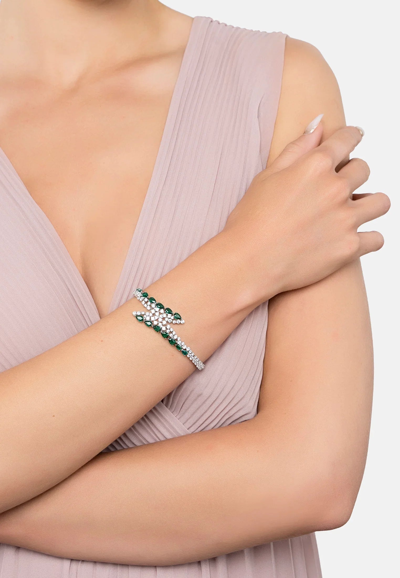 The bracelet worn by a model.