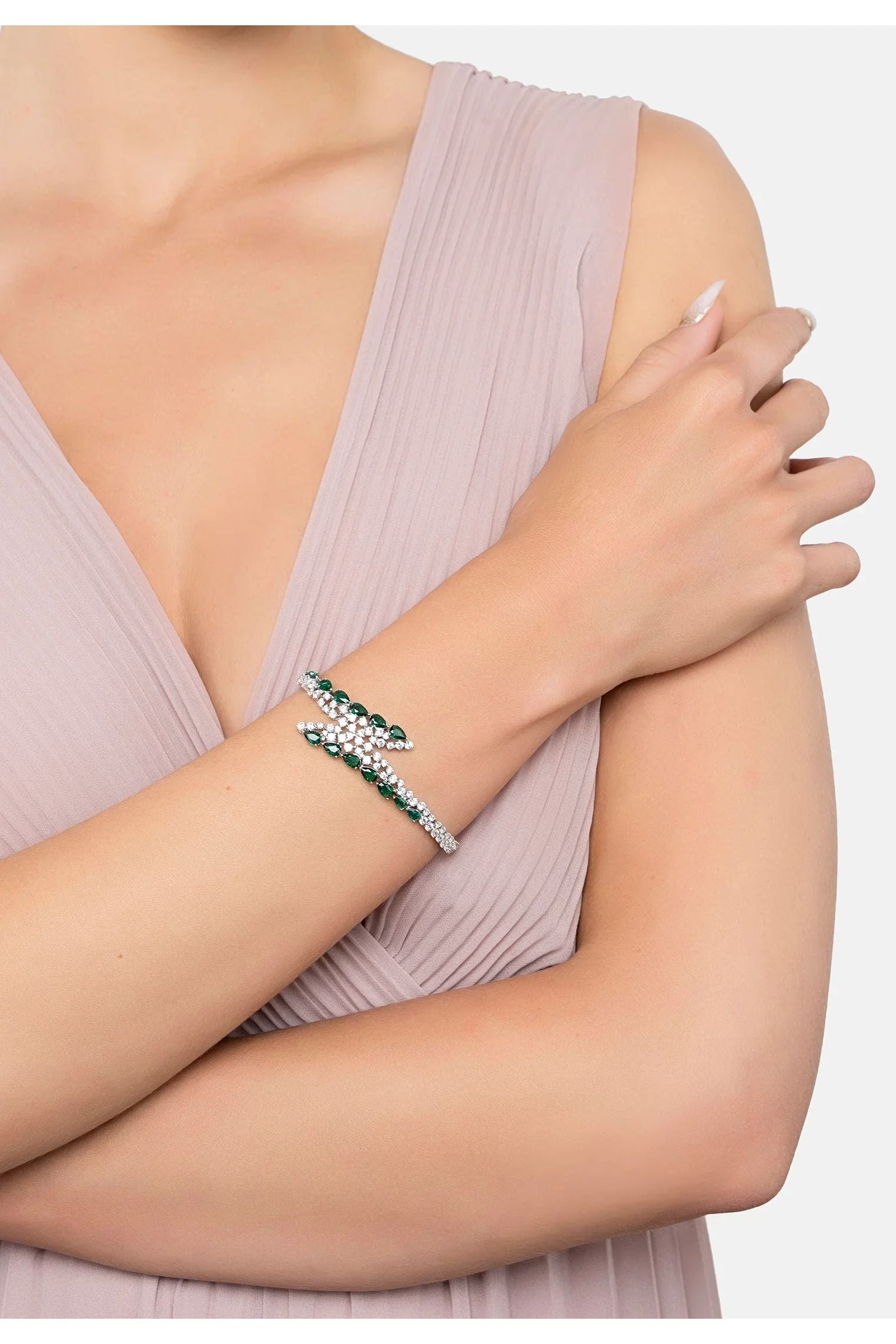 The bracelet worn by a model.