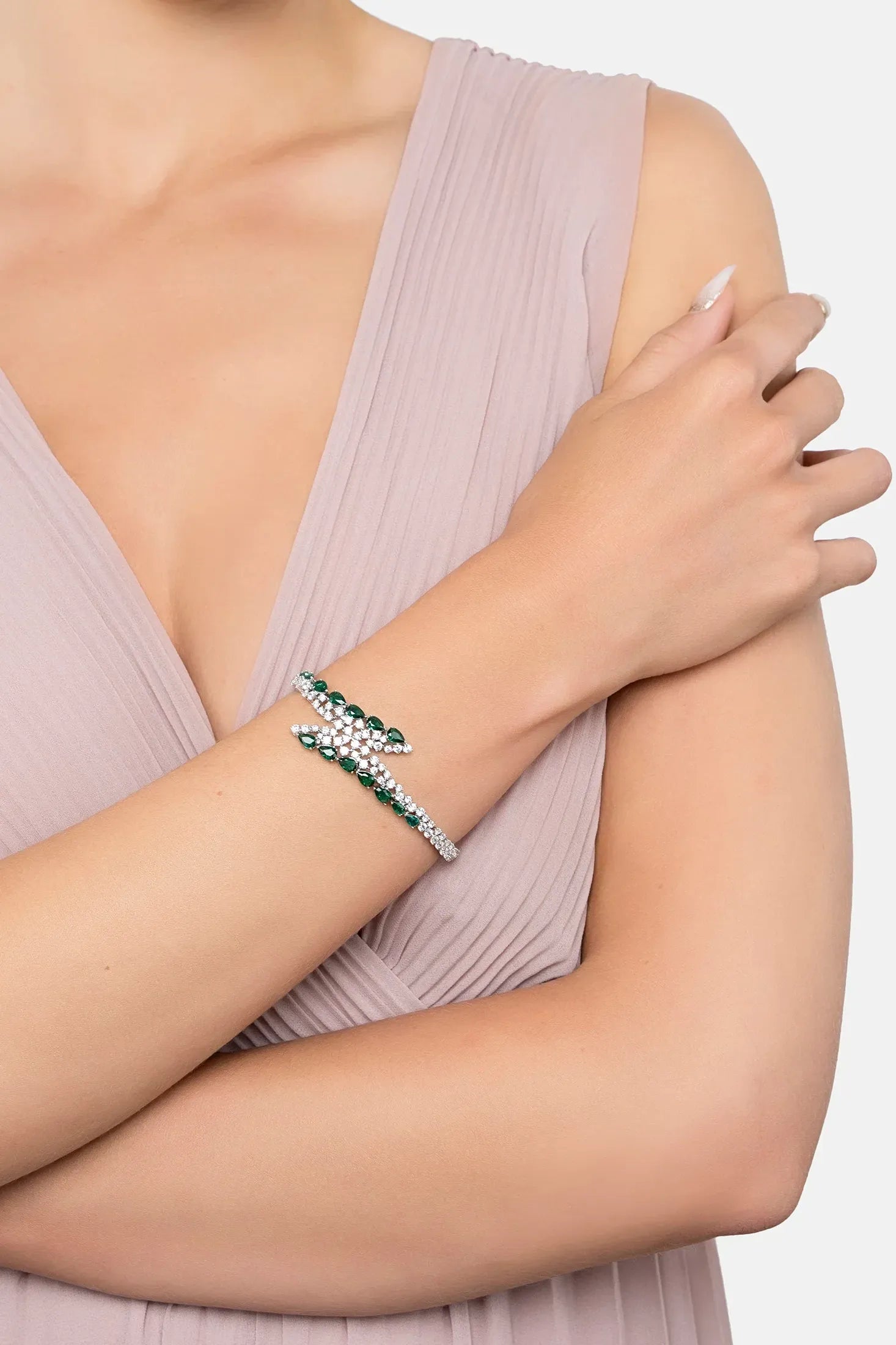 The bracelet worn by a model.