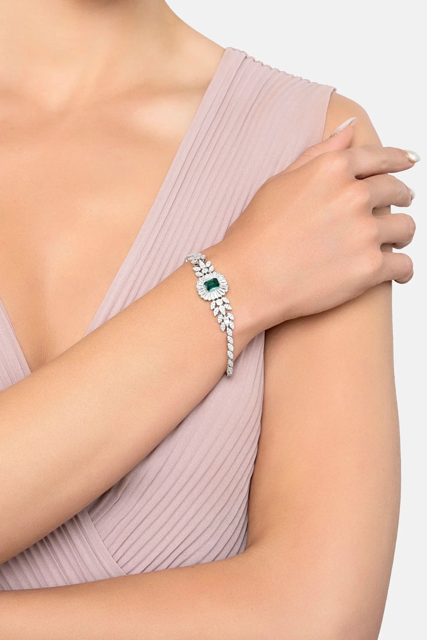 The bracelet worn by a model.