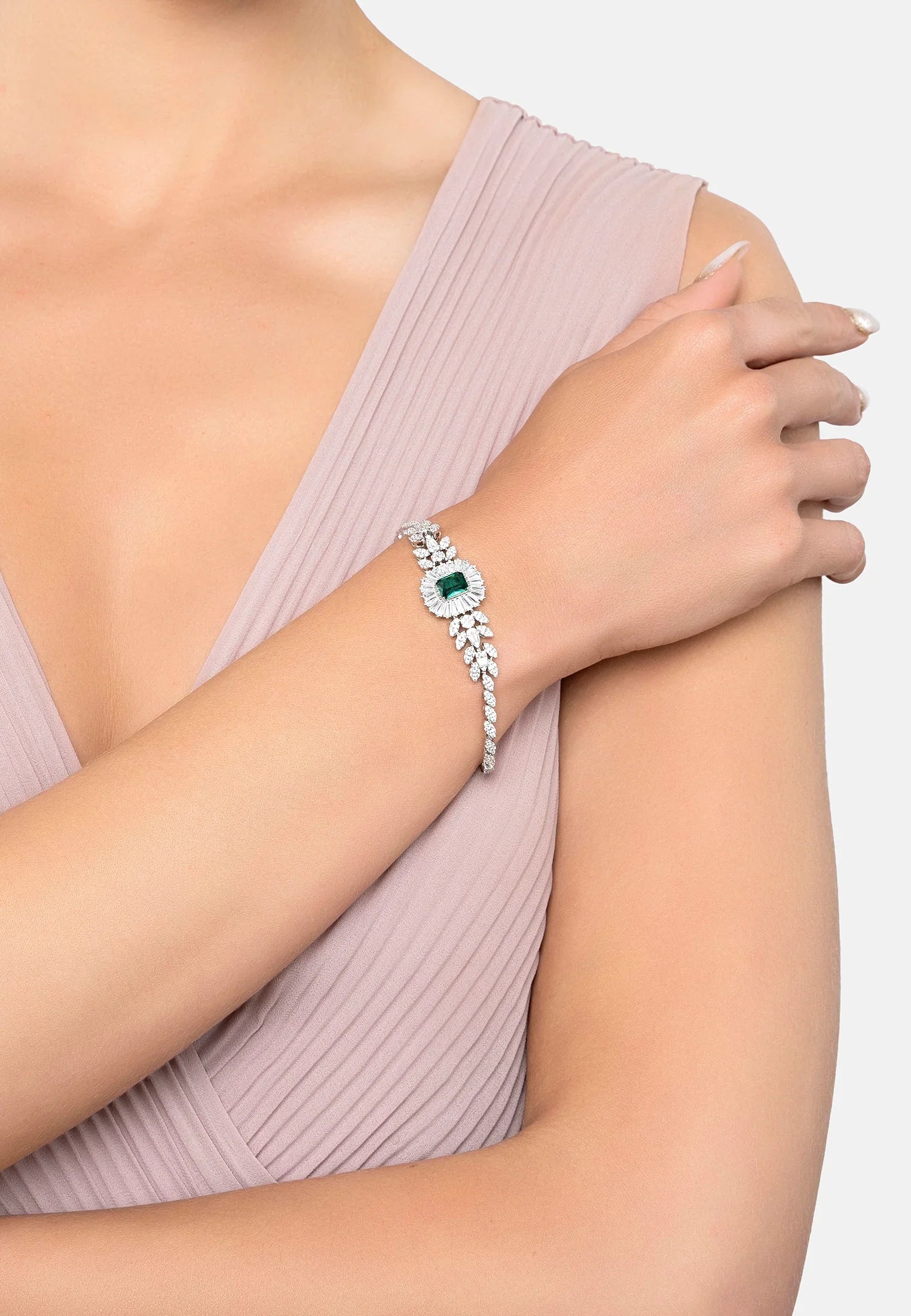 The bracelet worn by a model.